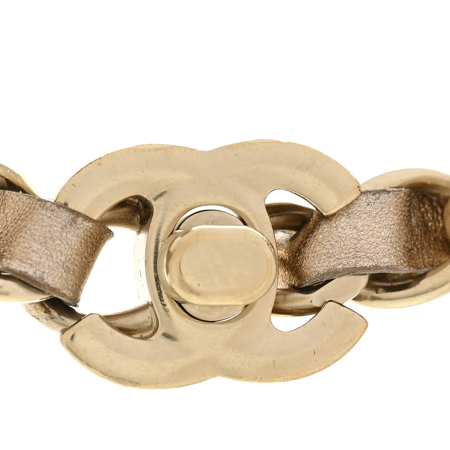 Metallic Lambskin CC Turnlock Necklace Gold - Image 5