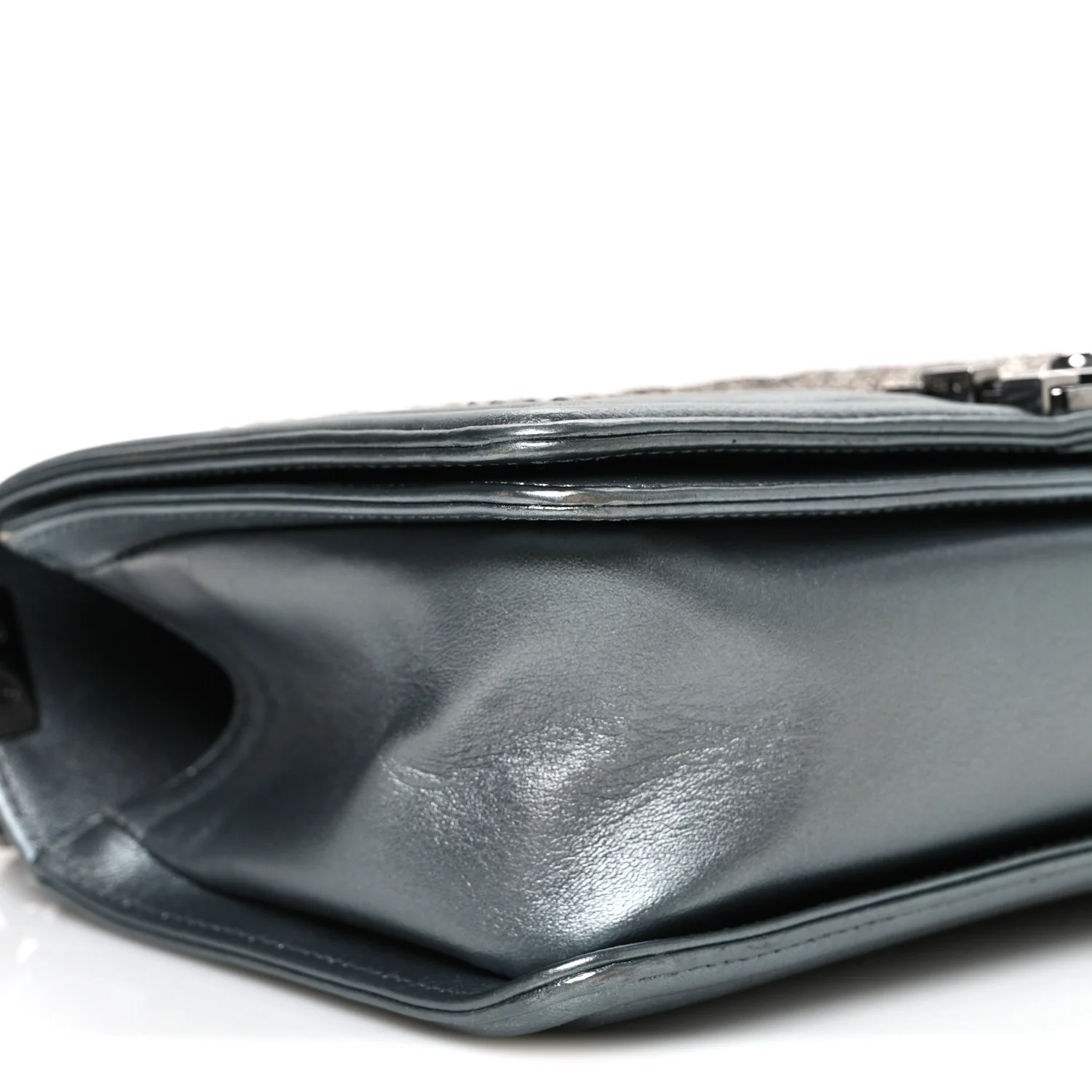 Metallic Lambskin Glass Pearl Embroidered Medium Boy Flap Silver - Image 9