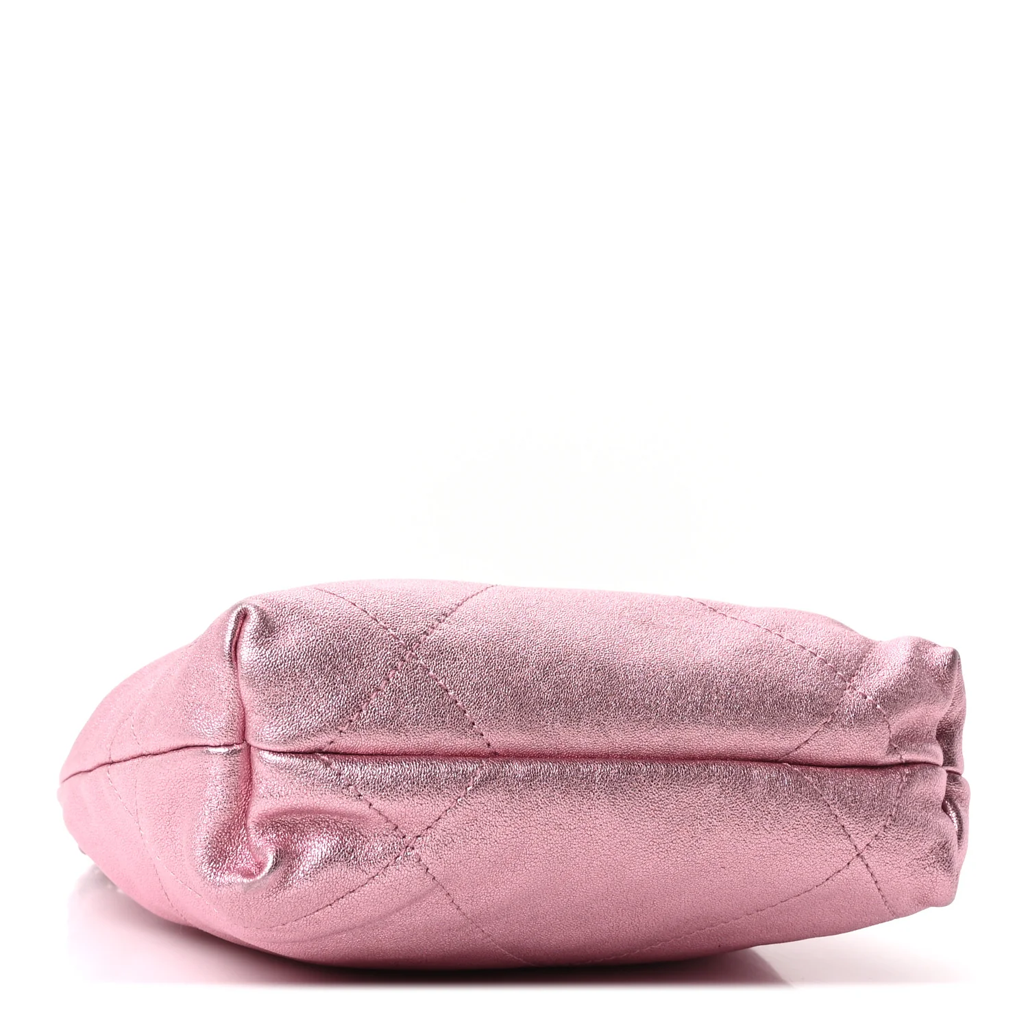 Metallic Lambskin Lacquered Monochrome Quilted Mini Chanel 22 Pink - Image 3