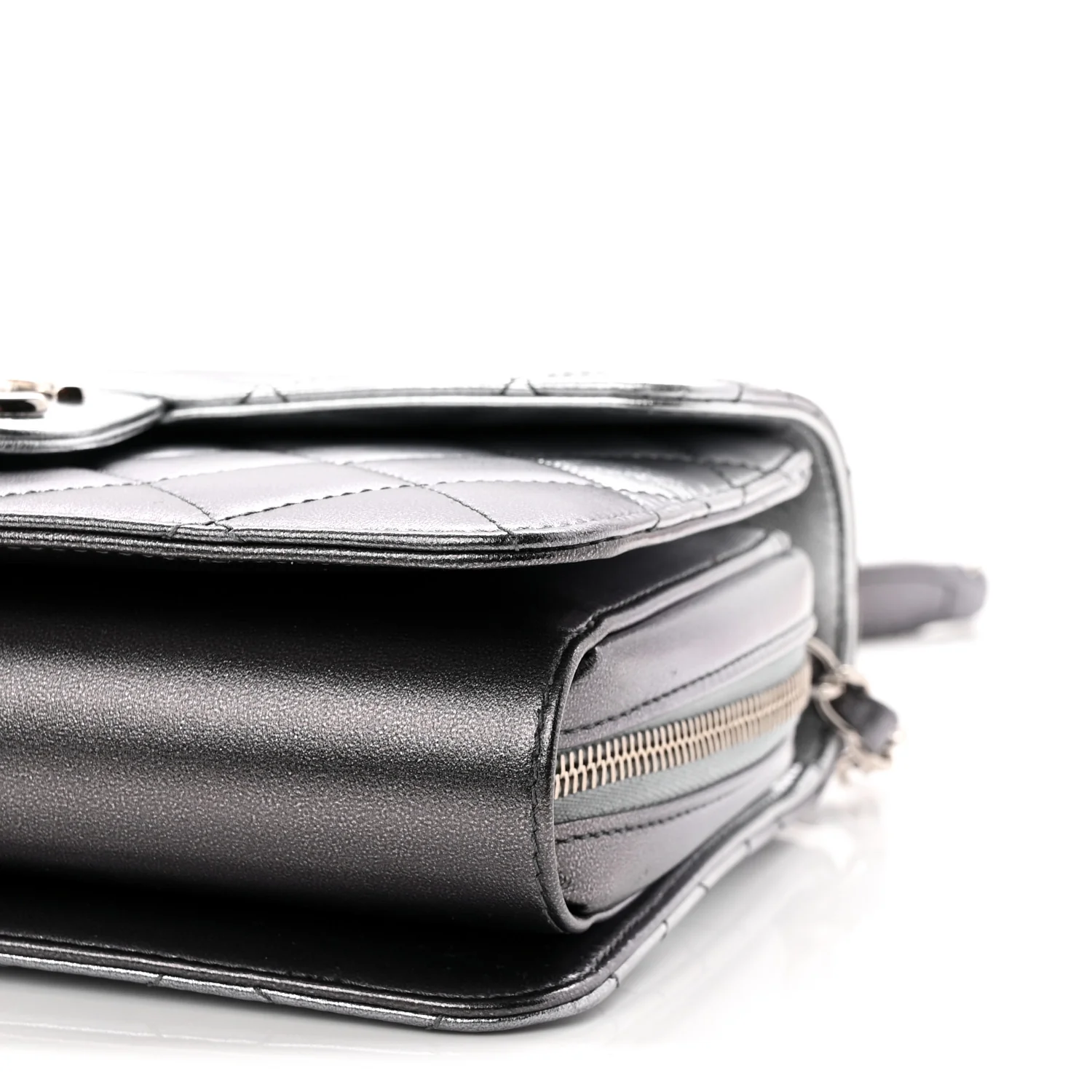 Metallic Lambskin Large Like A Wallet Flap Silver - Image 10
