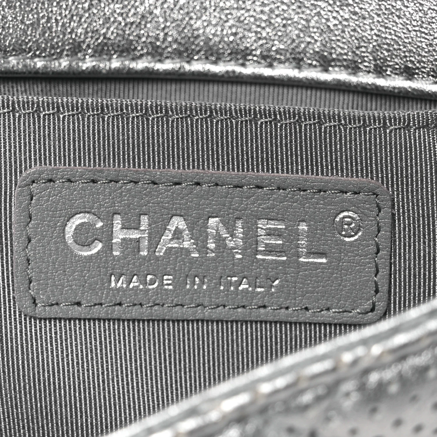 Metallic Lambskin Perforated Mini Rectangular Flap Silver - Image 6