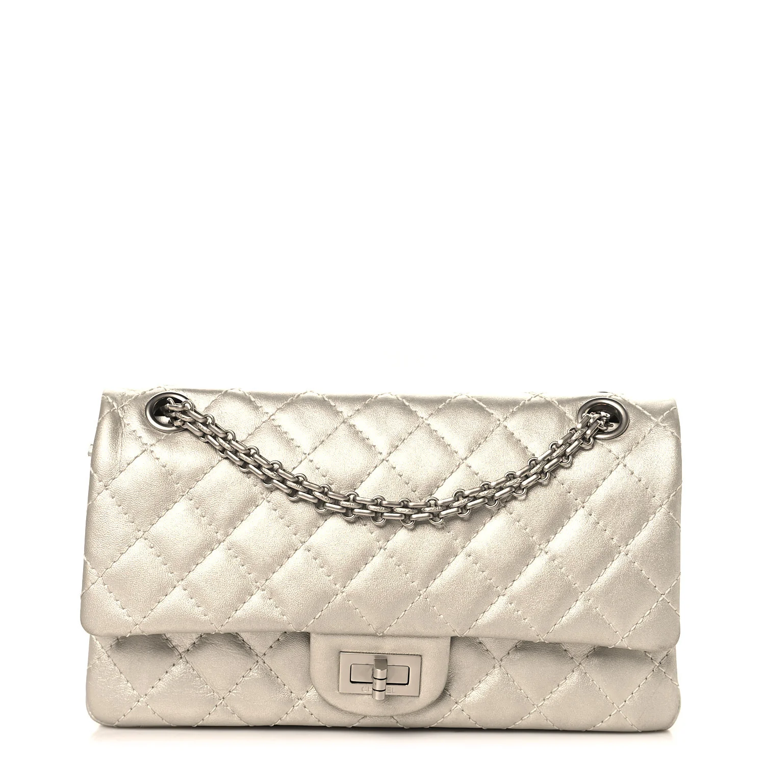 Metallic Lambskin Quilted 2.55 Reissue 225 Flap Silver