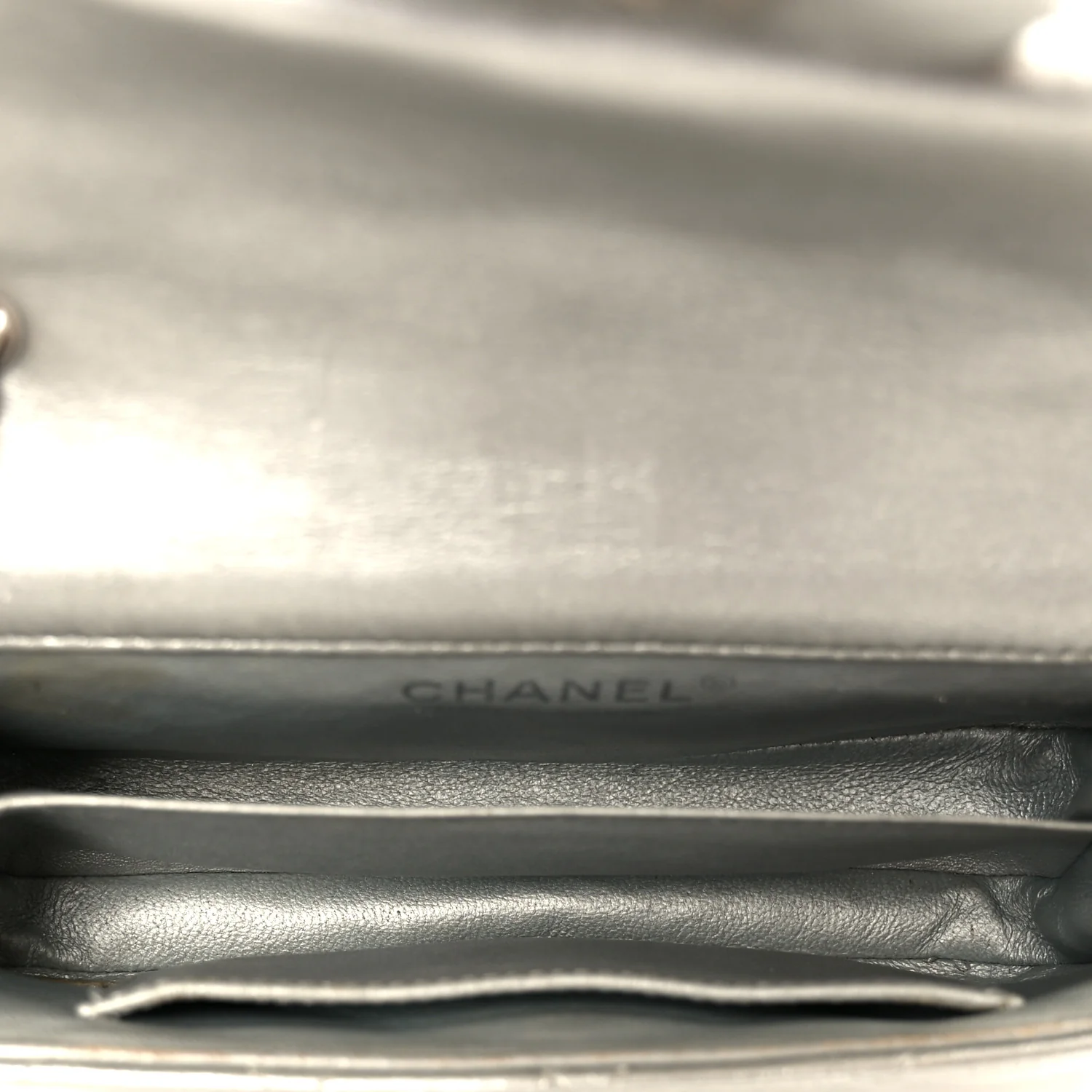 Metallic Lambskin Quilted Extra Mini Rectangular Flap Silver - Image 5