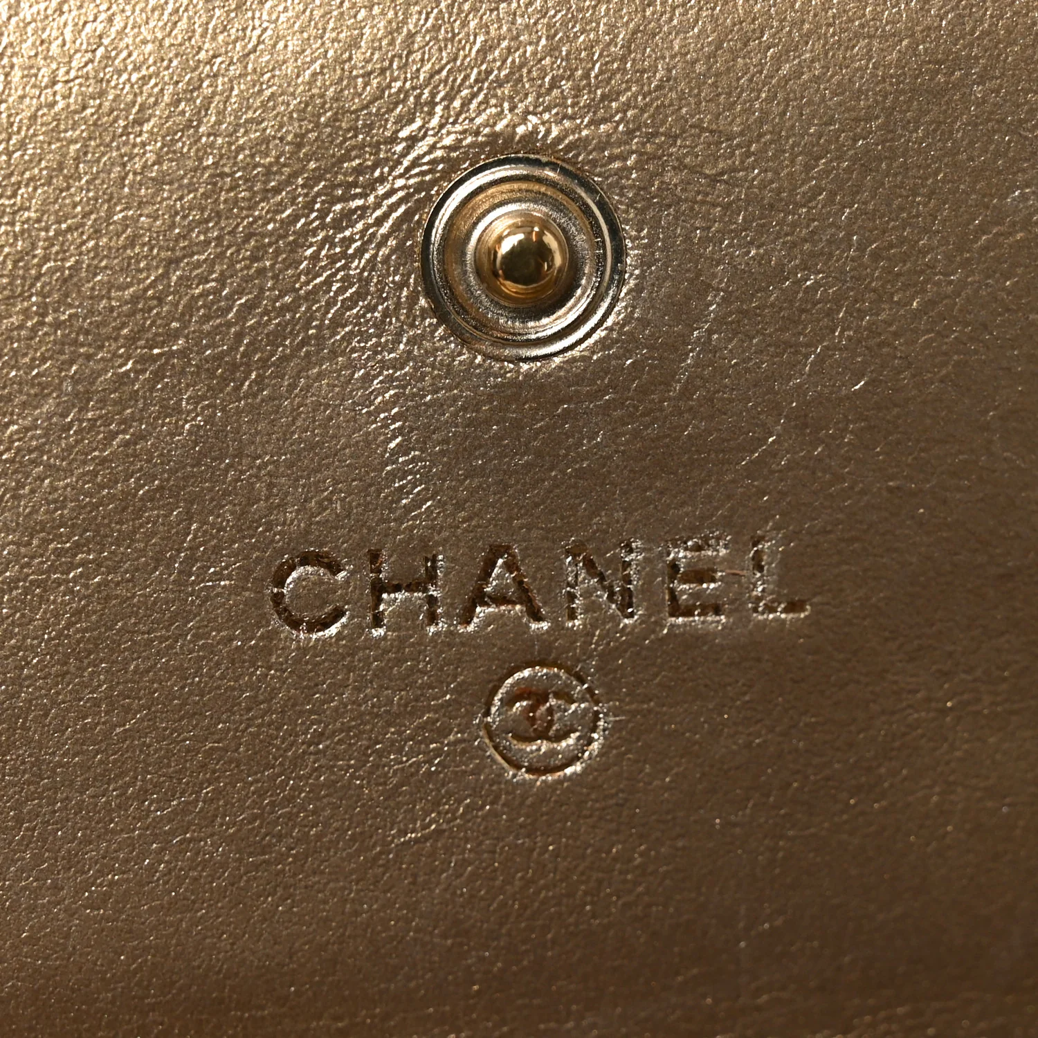 Metallic Lambskin Quilted Large Gusset Flap Wallet Gold - Image 6