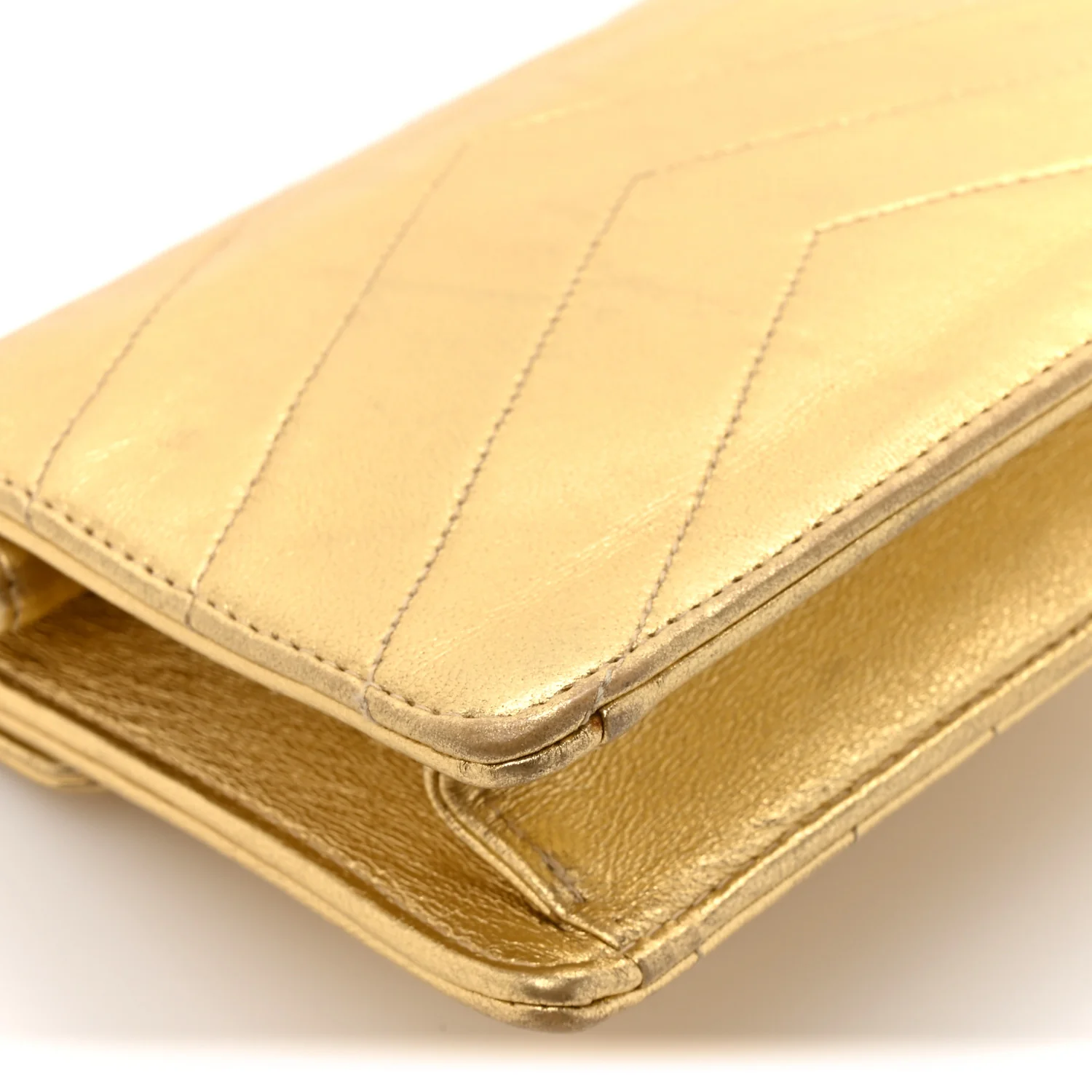 Metallic Lambskin Quilted Mini Flap Gold - Image 11