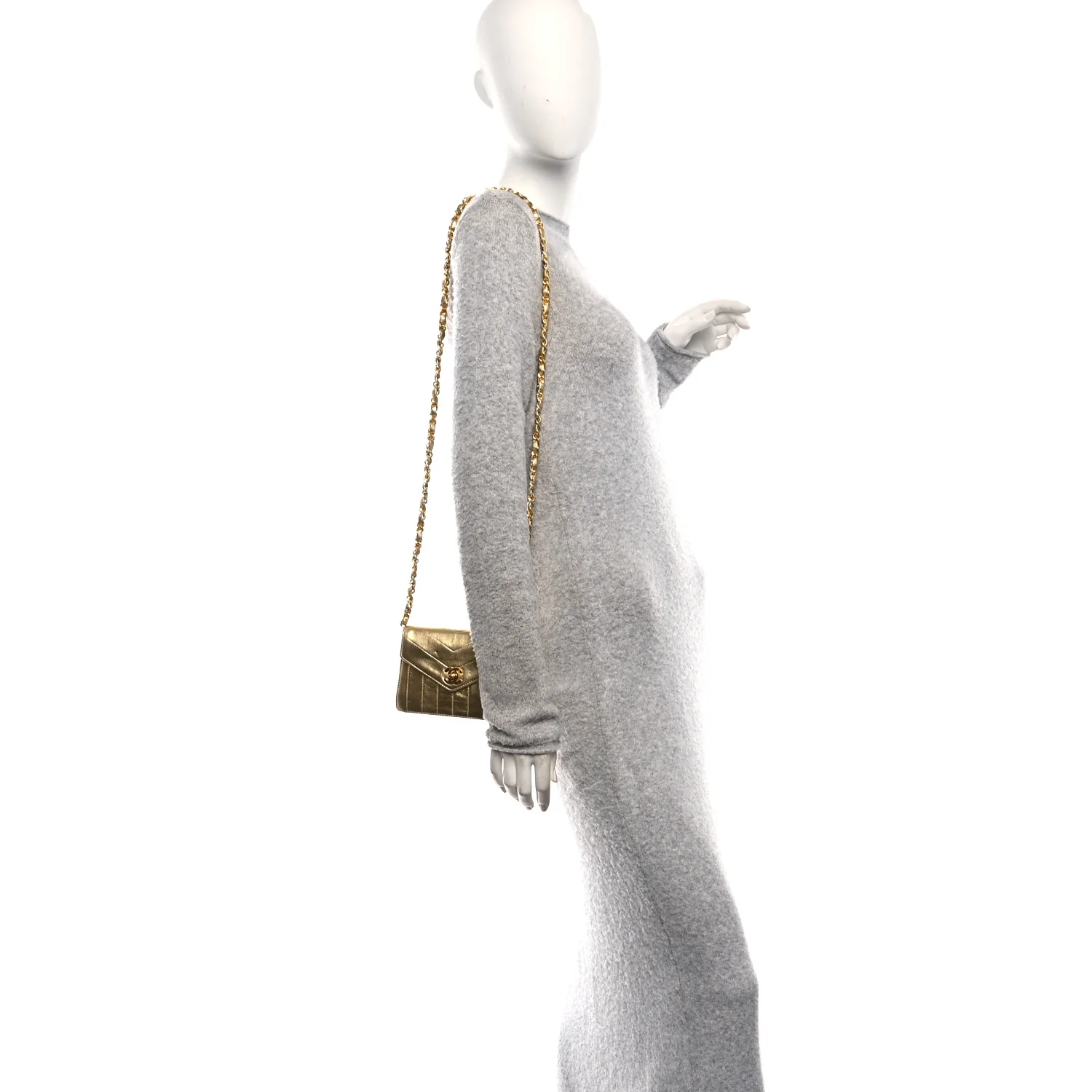 Metallic Lambskin Quilted Mini Flap Gold - Image 2