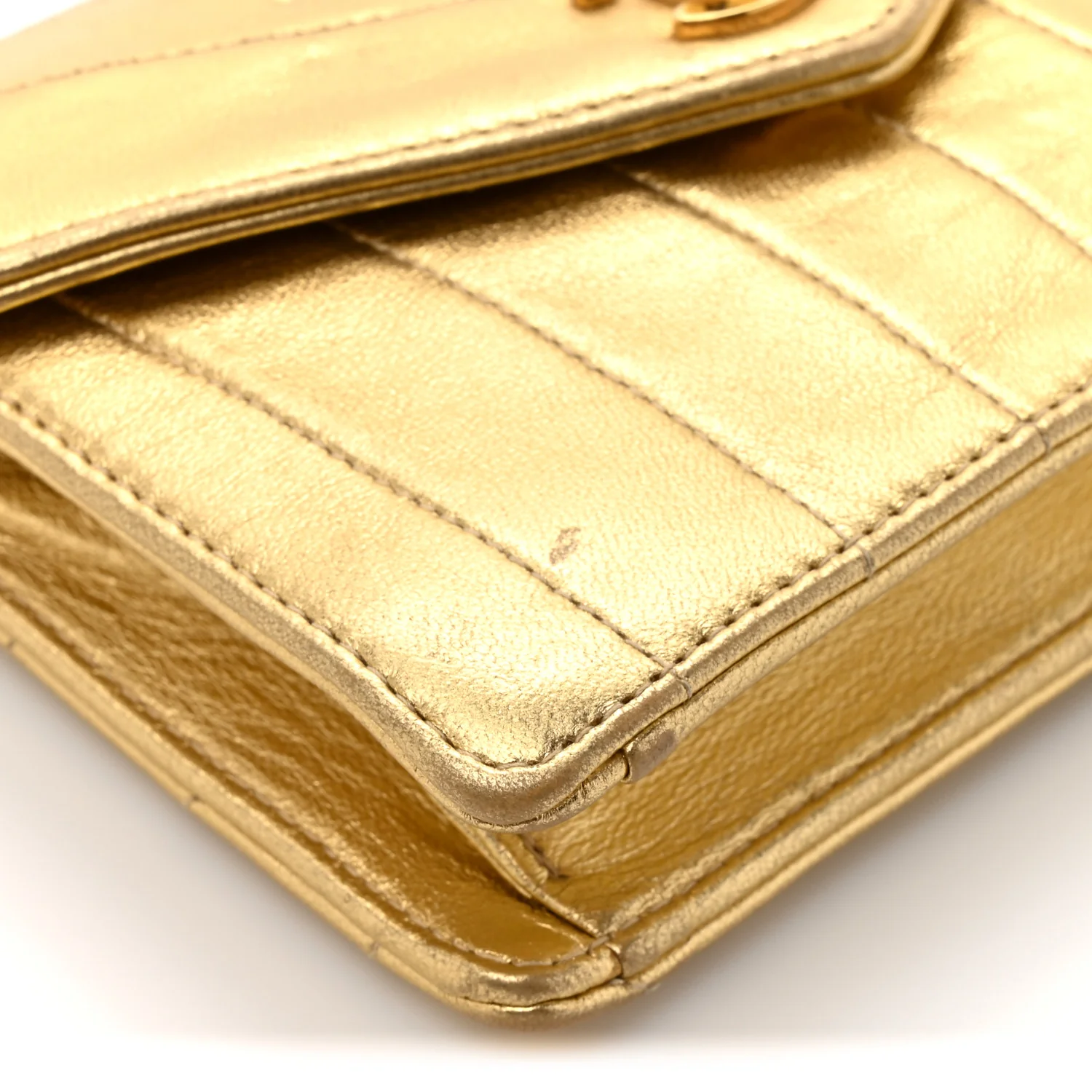 Metallic Lambskin Quilted Mini Flap Gold - Image 9