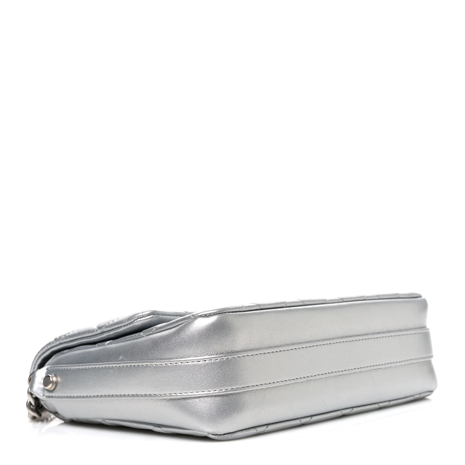 Metallic Lambskin Quilted Mini Maxi CC Flap Argent - Image 4