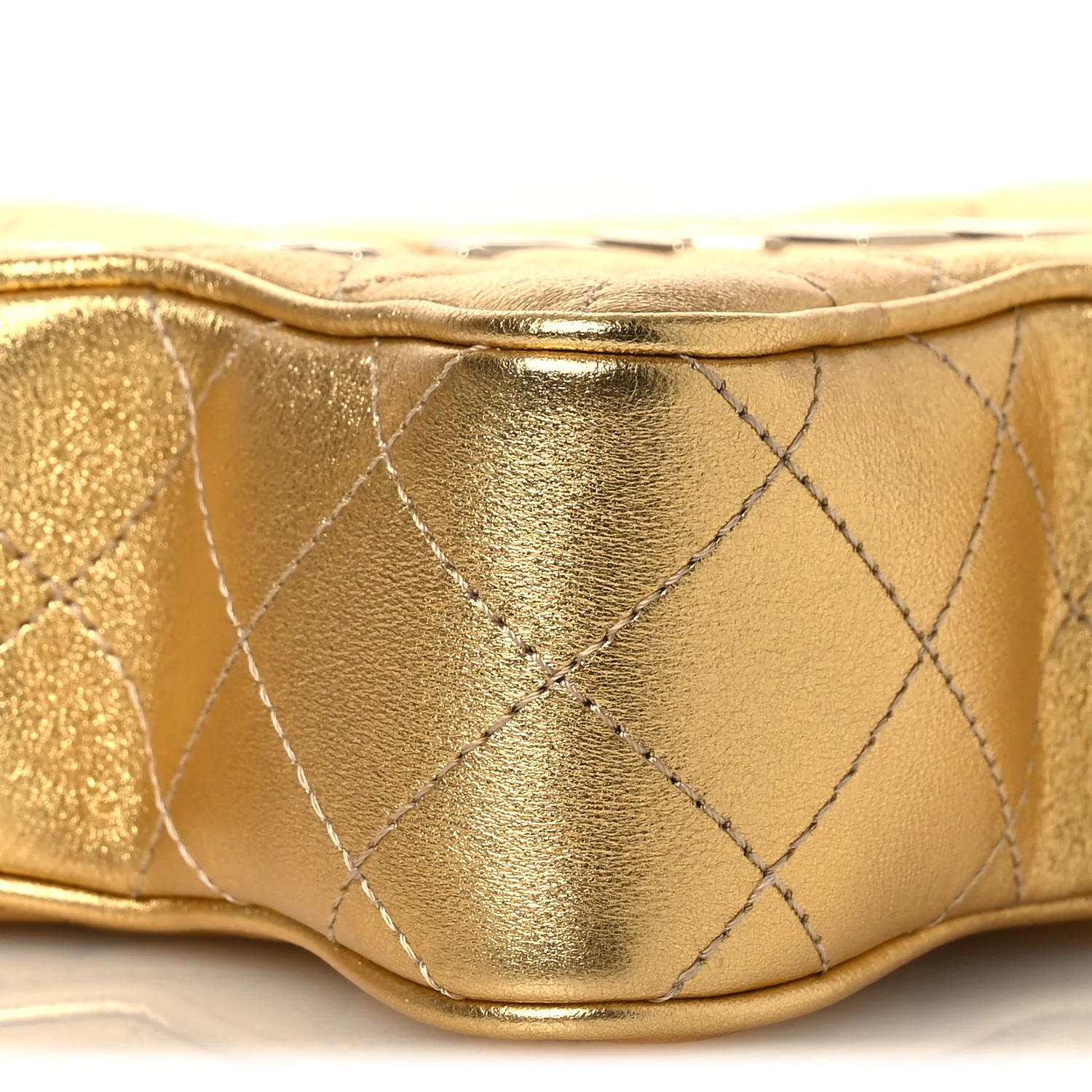 Metallic Lambskin Quilted Walk Of Fame Star Bag Gold - Image 9