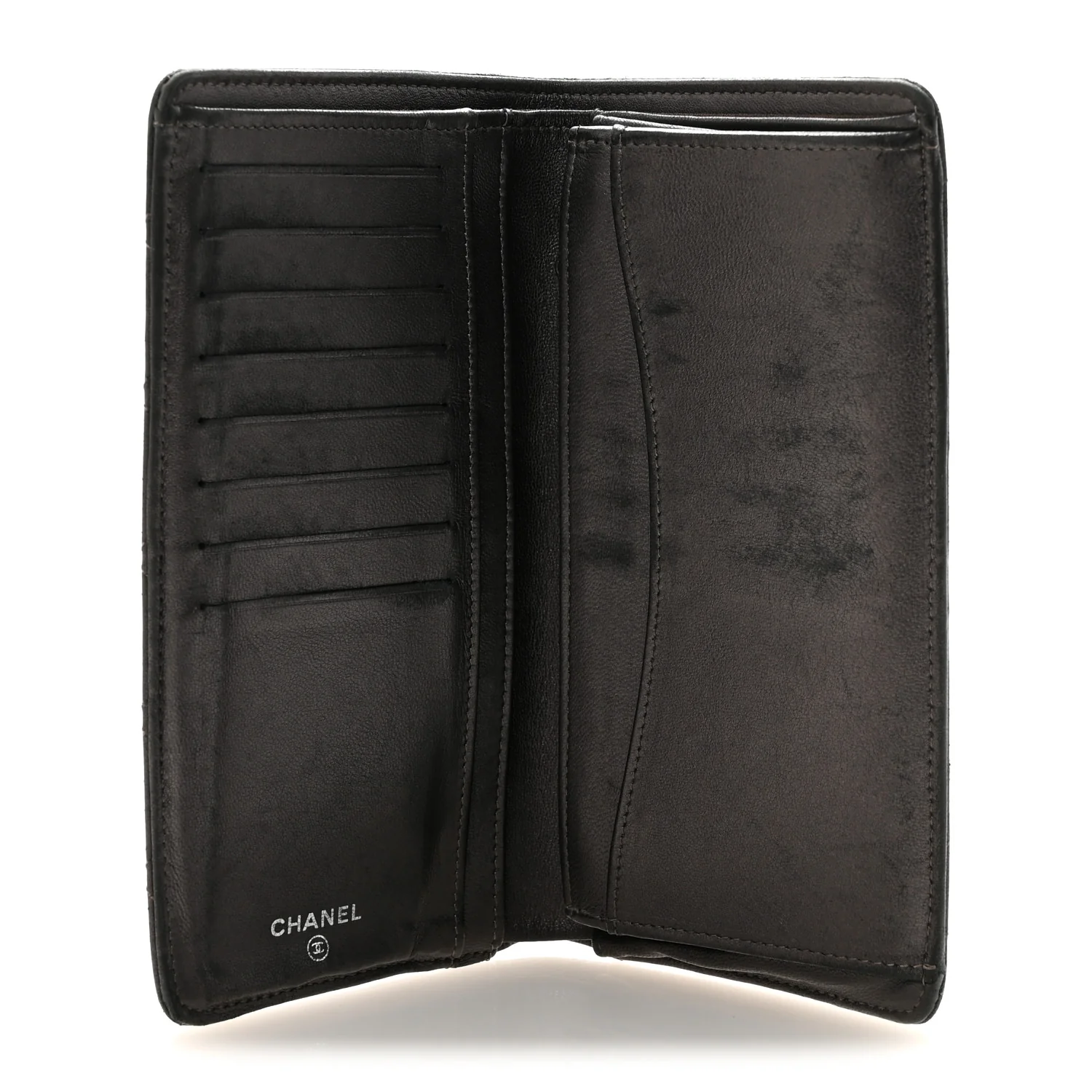 Metallic Lambskin Quilted Yen Wallet Grey - Image 5