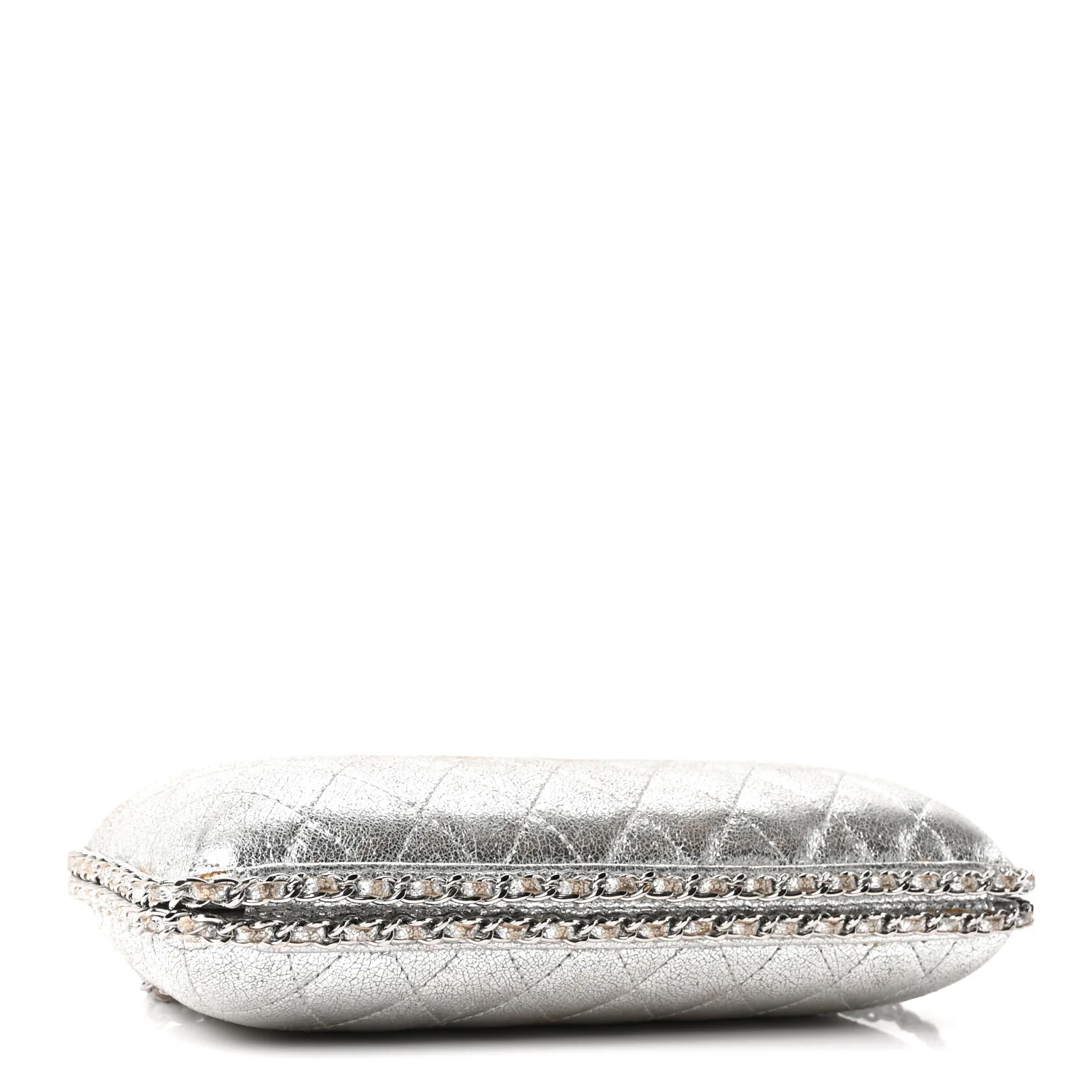 Metallic Lambskin Small Chain Around Clutch Silver - Image 4