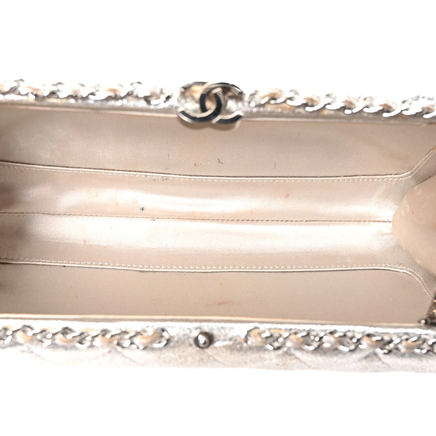 Metallic Lambskin Small Chain Around Clutch Silver - Image 5