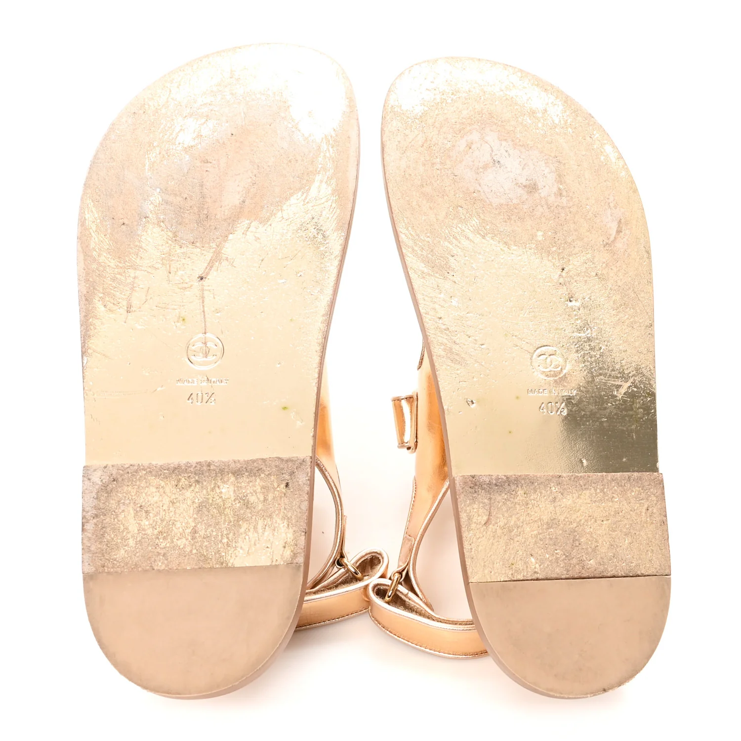 Metallic Laminated Calfskin Velcro Dad Sandals 40.5 Golden - Image 6