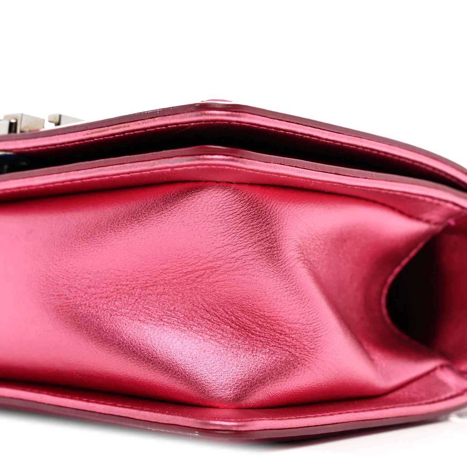 Metallic Patent Calfskin Quilted Small Boy Flap Pink - Image 10