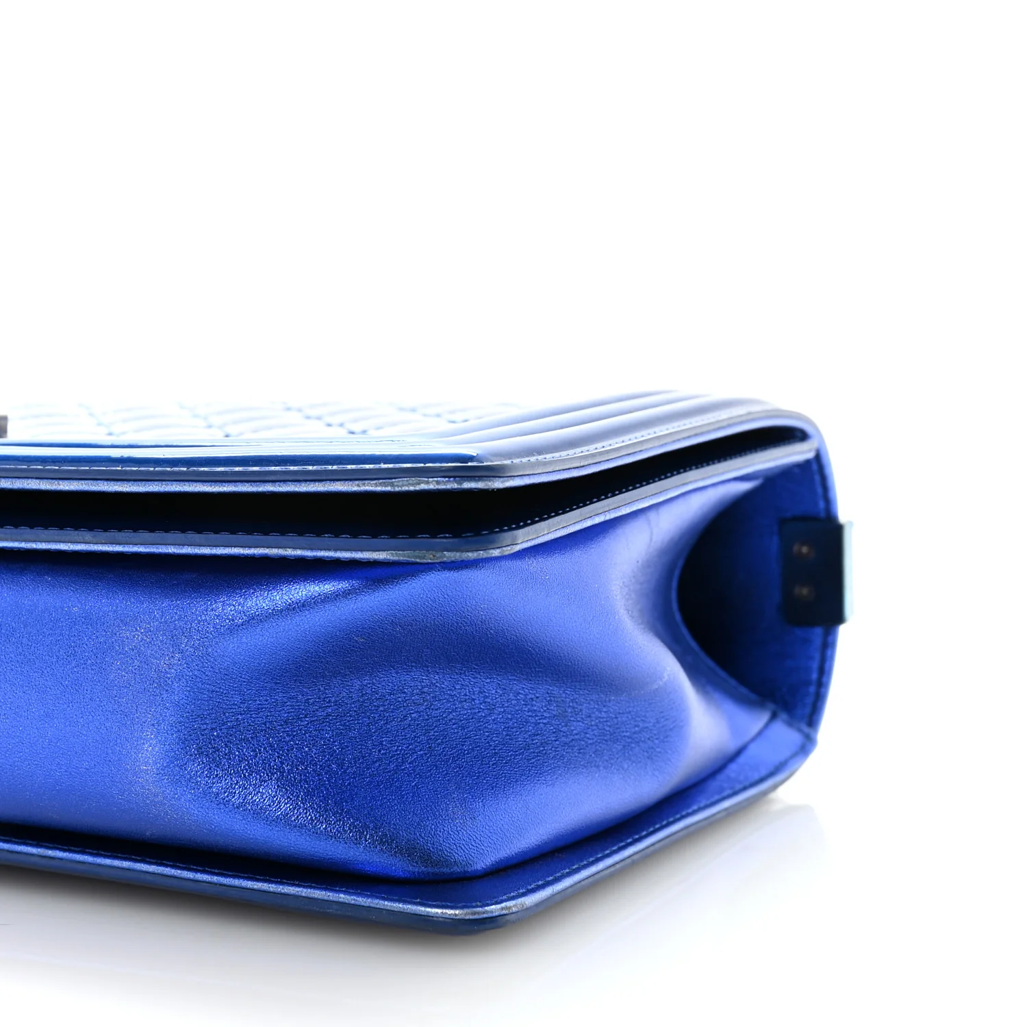 Metallic Patent Quilted New Medium Boy Flap Blue - Image 10