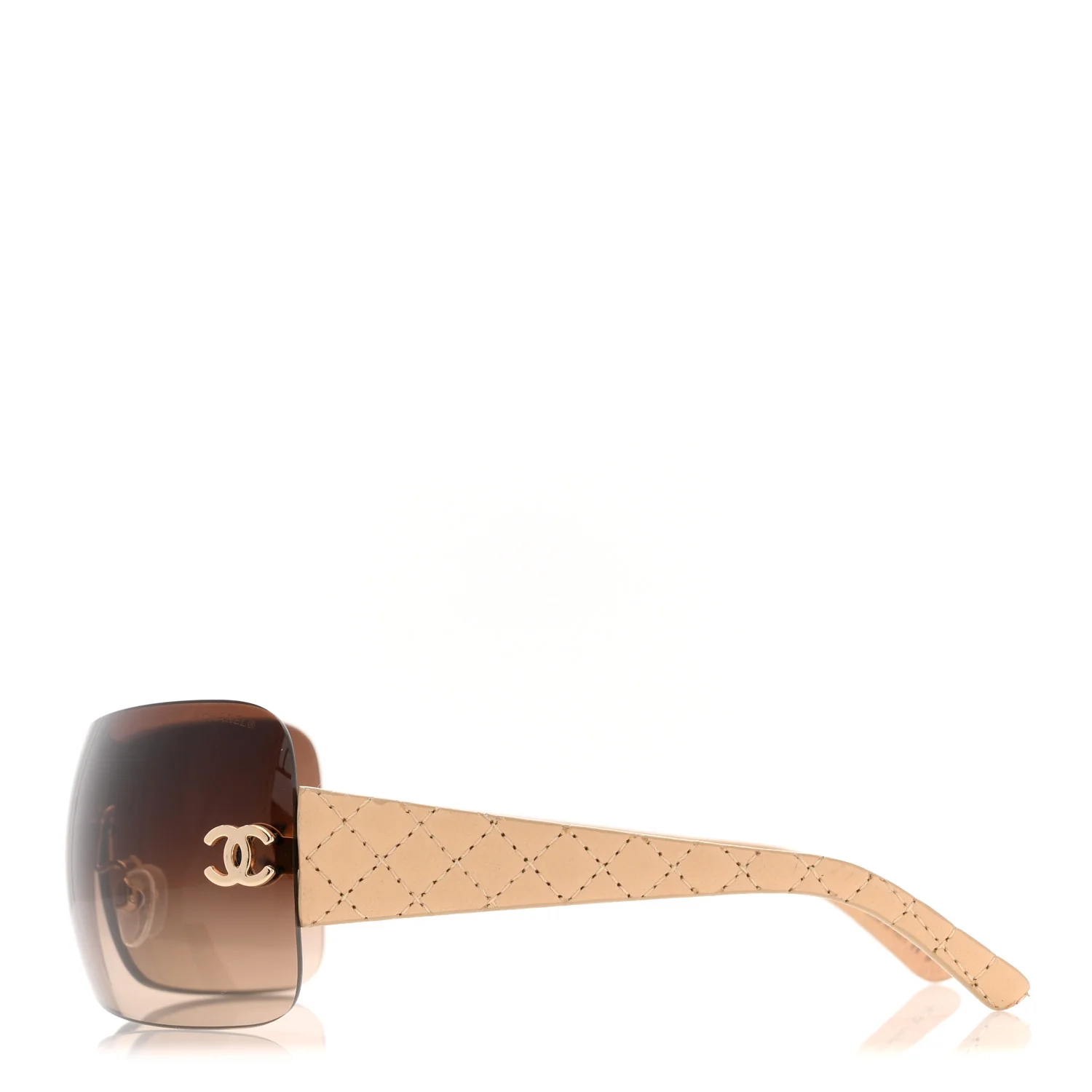 Metallic Quilted CC Sunglasses 4157-Q Beige - Image 3
