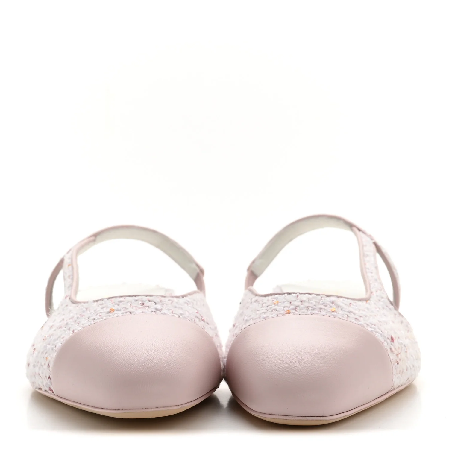 Metallic Tweed Lambskin Sequin Cap Toe Slingback Flats 39.5 Pink - Image 3