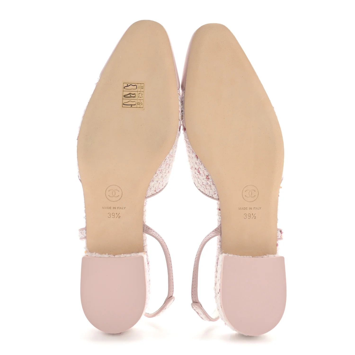 Metallic Tweed Lambskin Sequin Cap Toe Slingback Flats 39.5 Pink - Image 6