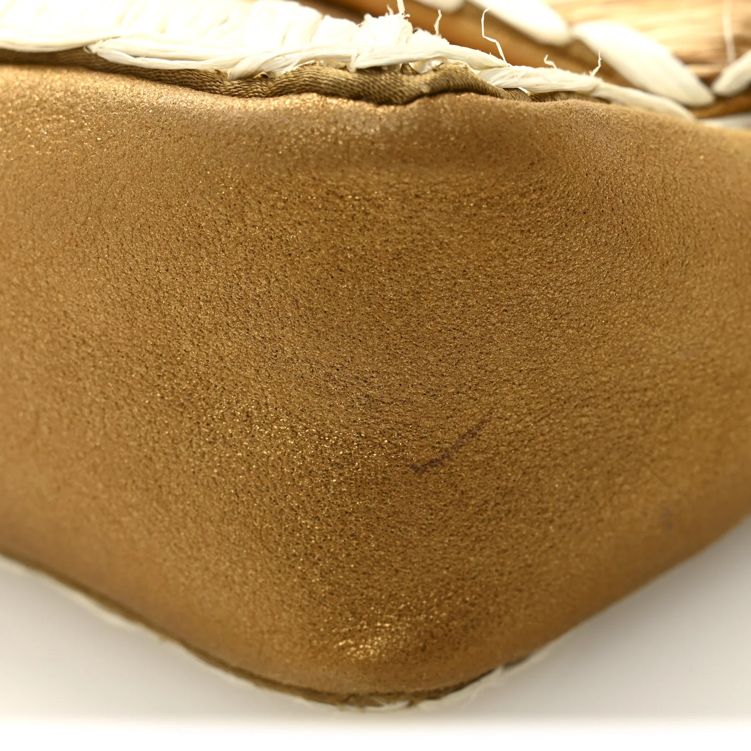 Metallic Woven Raffia Patchwork Single Flap Gold - Image 11