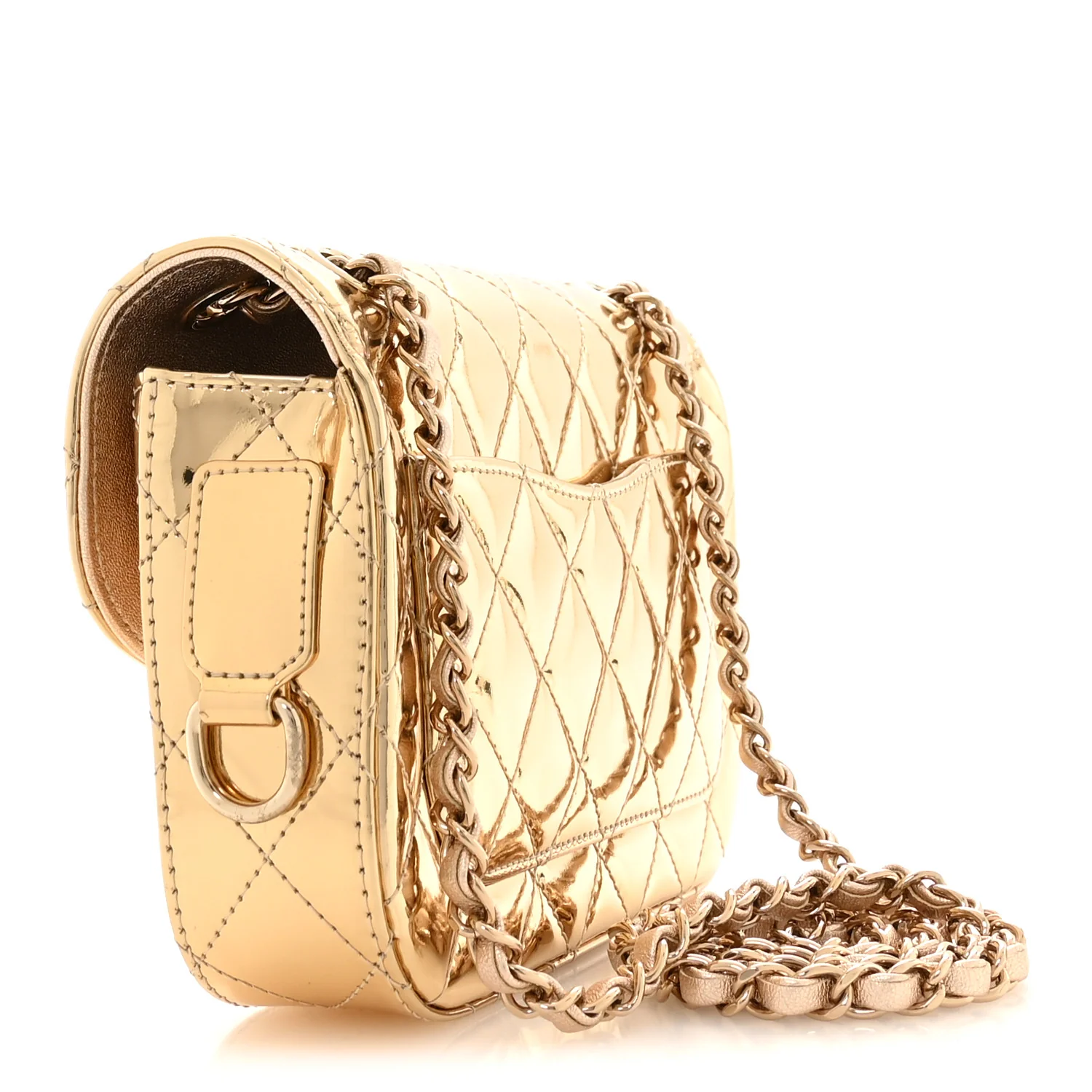 Mirror Calfskin Metallic Calfskin Quilted Hollywood Boulevard Mini Flap Gold - Image 2