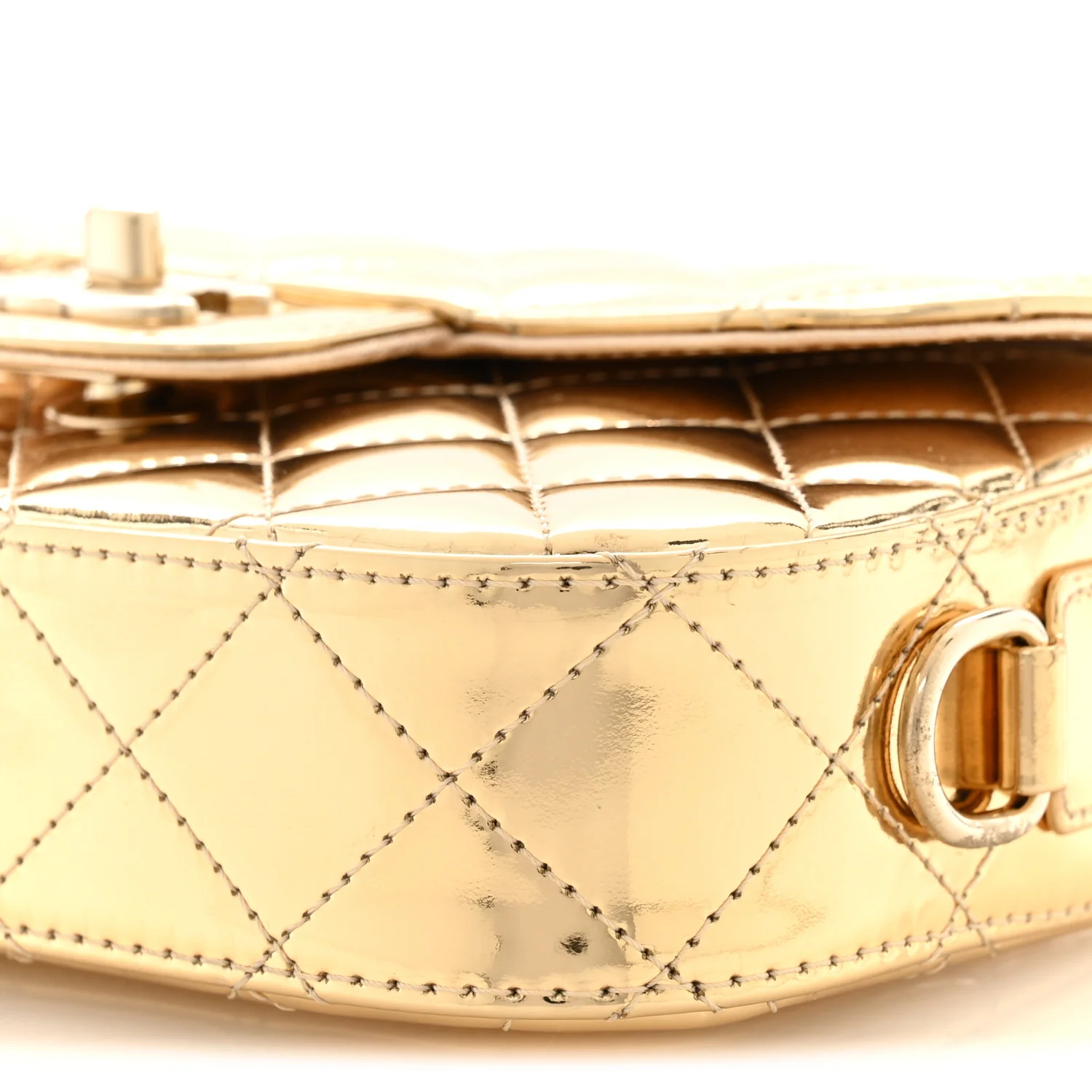 Mirror Calfskin Metallic Calfskin Quilted Hollywood Boulevard Mini Flap Gold - Image 9