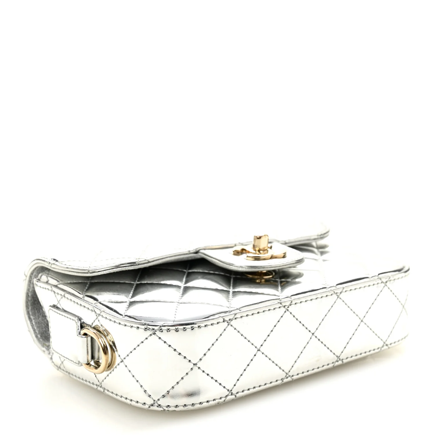 Mirror Calfskin Metallic Calfskin Quilted Hollywood Boulevard Mini Flap With Star Coin Purse Silver - Image 4
