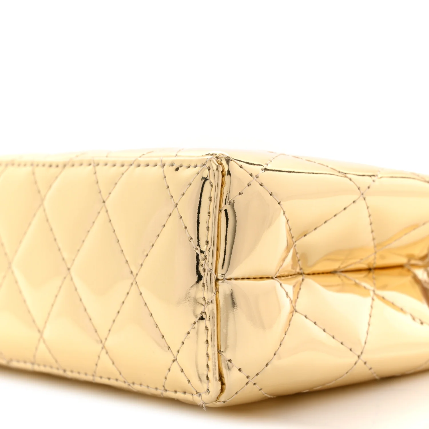 Mirror Calfskin Metallic Calfskin Quilted Nano Kelly Shopper Gold - Image 10