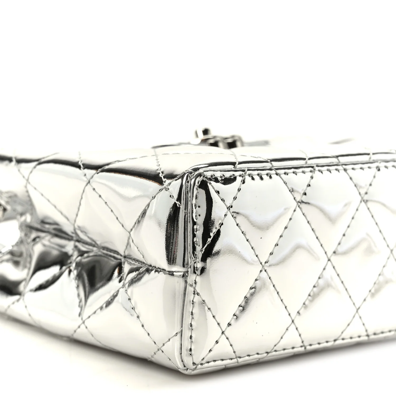 Mirror Calfskin Metallic Calfskin Quilted Nano Kelly Shopper Silvery - Image 9