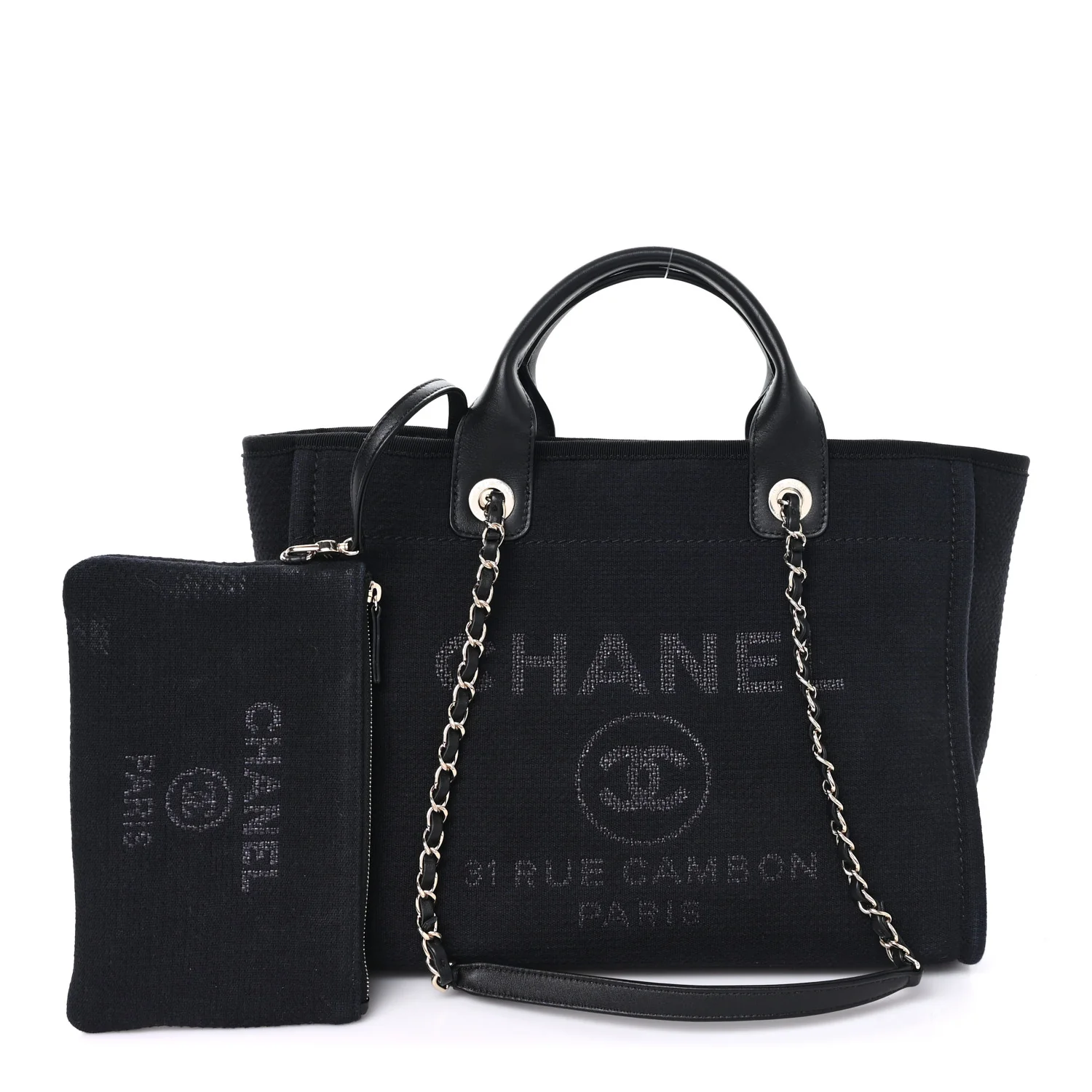 Mixed Fibers Calfskin Small Deauville Tote Black - Image 3