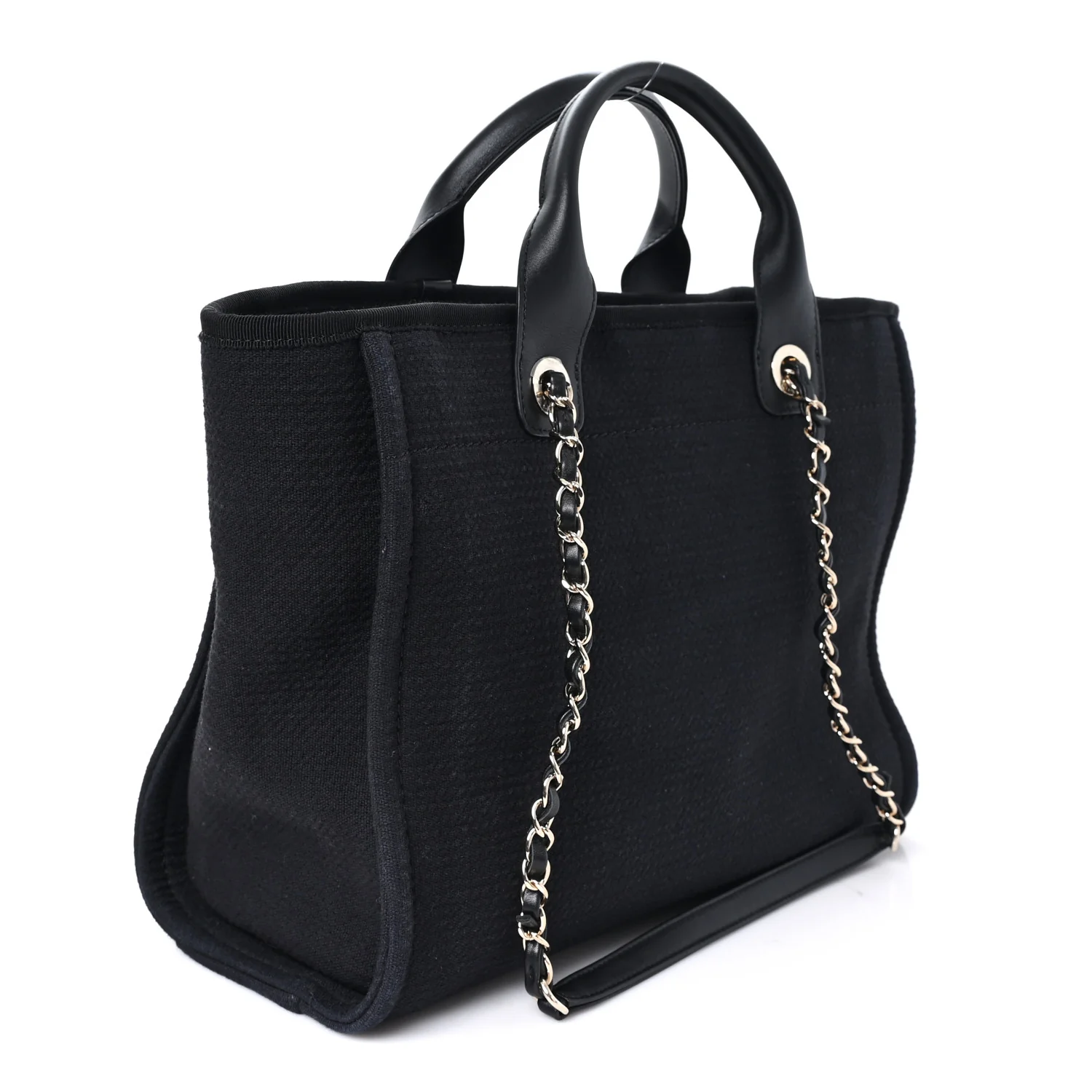Mixed Fibers Calfskin Small Deauville Tote Black - Image 4