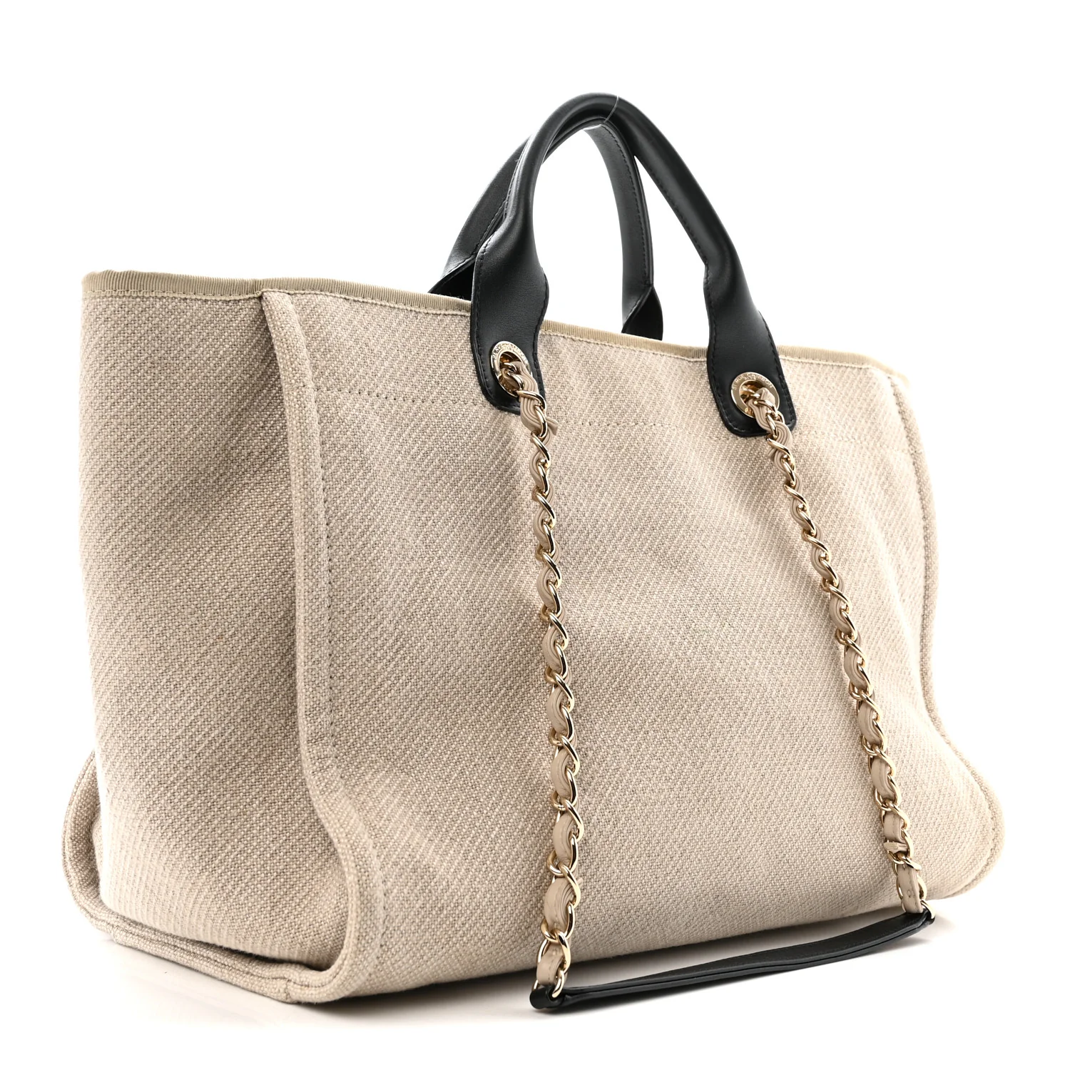 Mixed Fibers Medium Deauville Tote Beige Black - Image 3