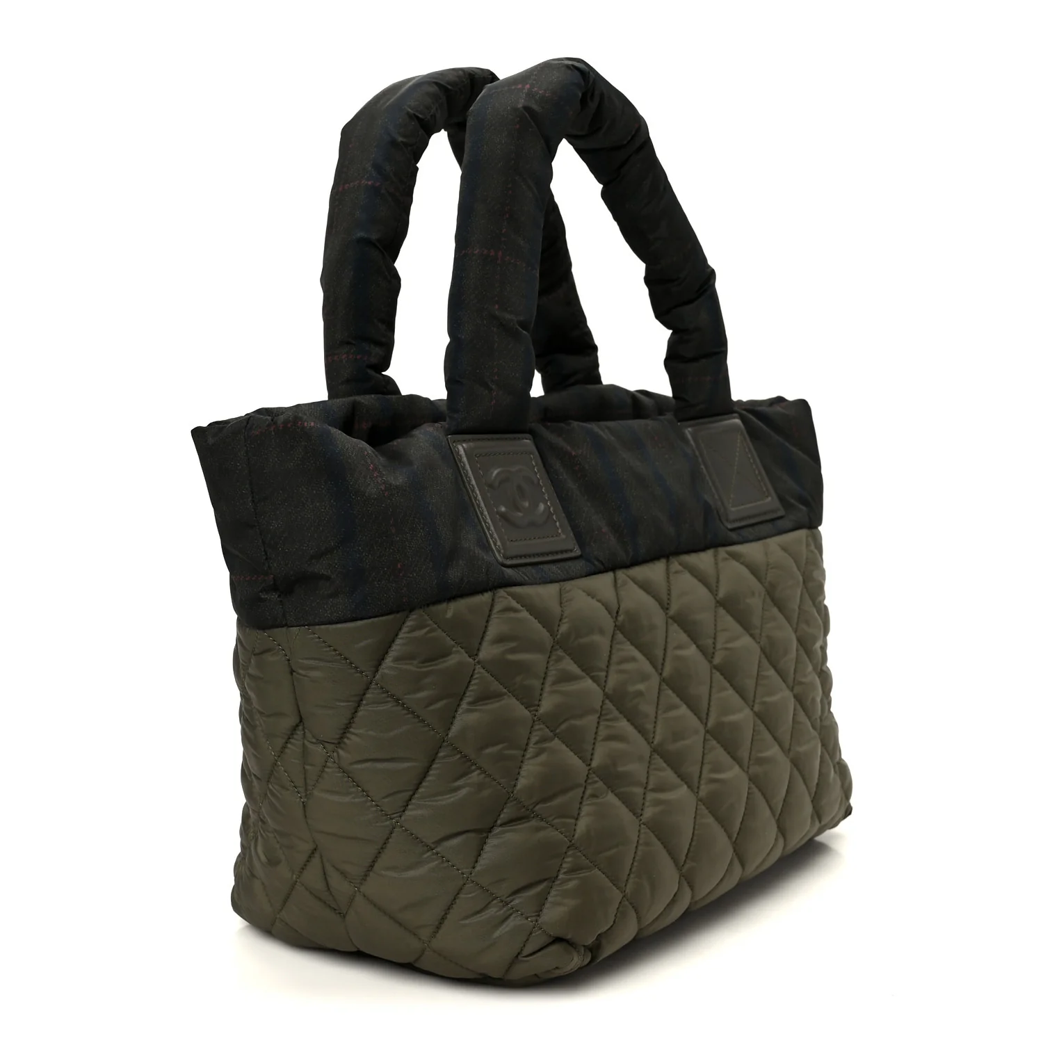 Nylon Quilted Small Coco Cocoon Tote Khaki - Image 2