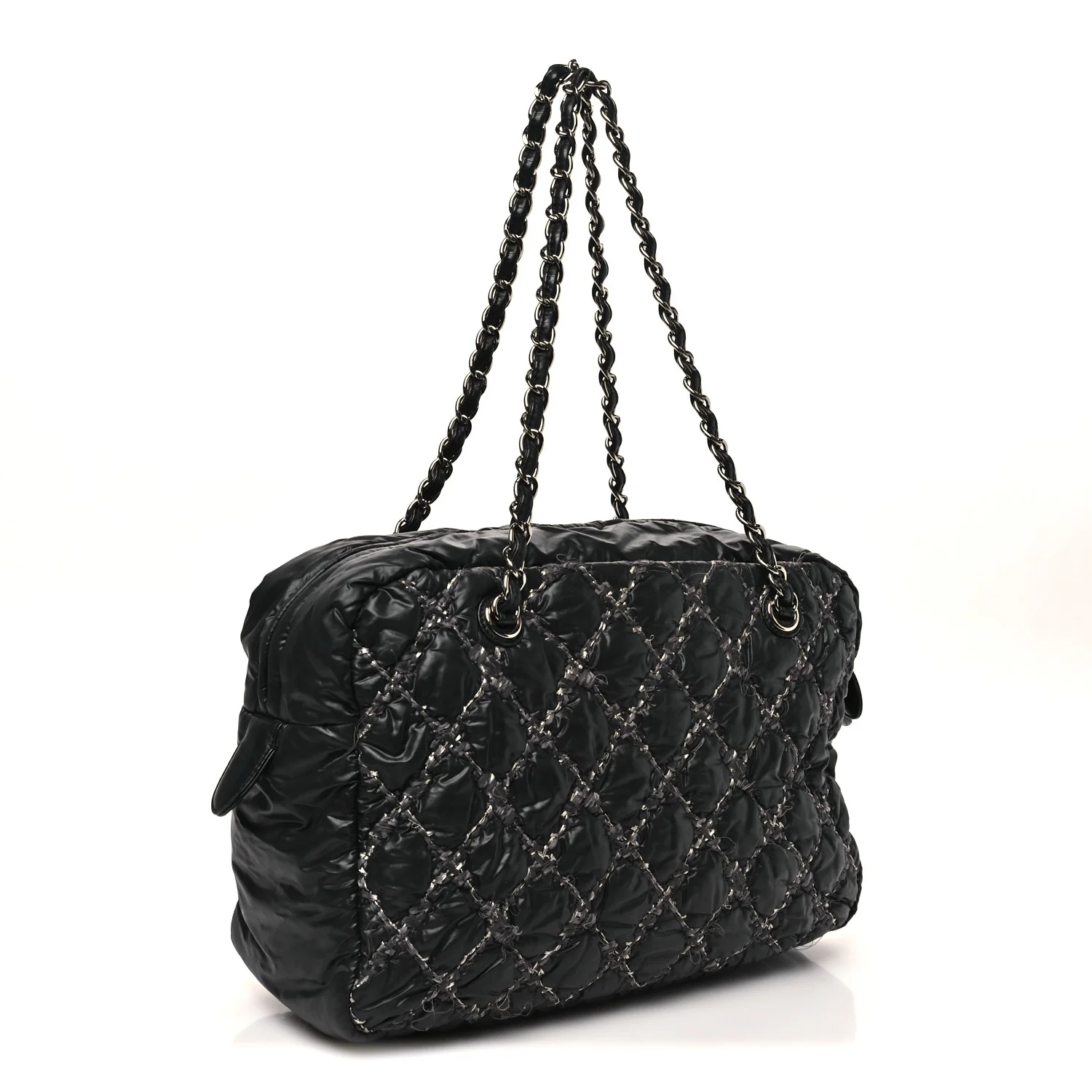 Nylon Quilted Tweed Stitch Bubble Camera Case Black - Image 3