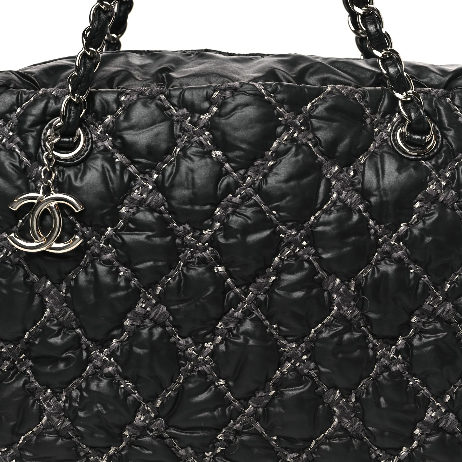 Nylon Quilted Tweed Stitch Bubble Camera Case Black - Image 8