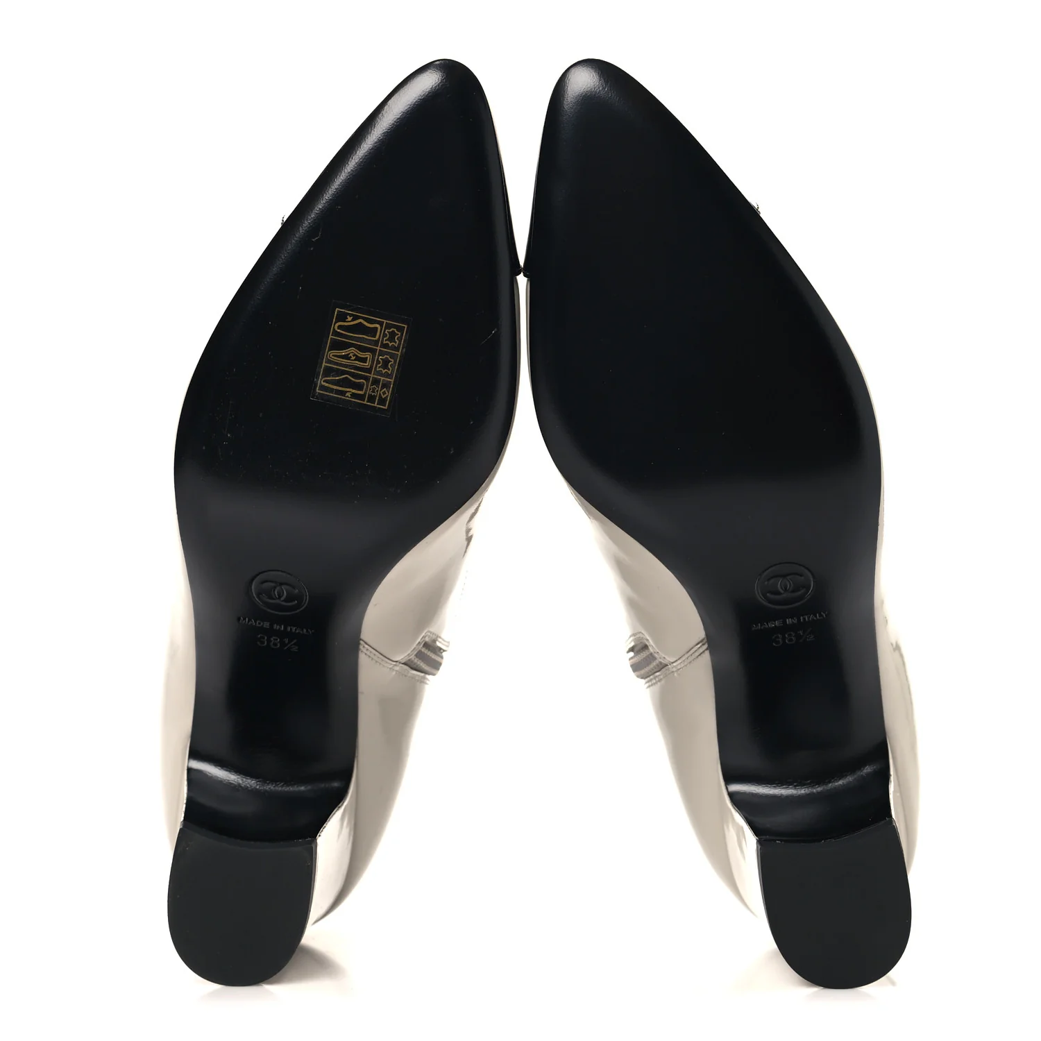 Patent Calfskin Ankle Boots 38.5 Light Gray Black - Image 6