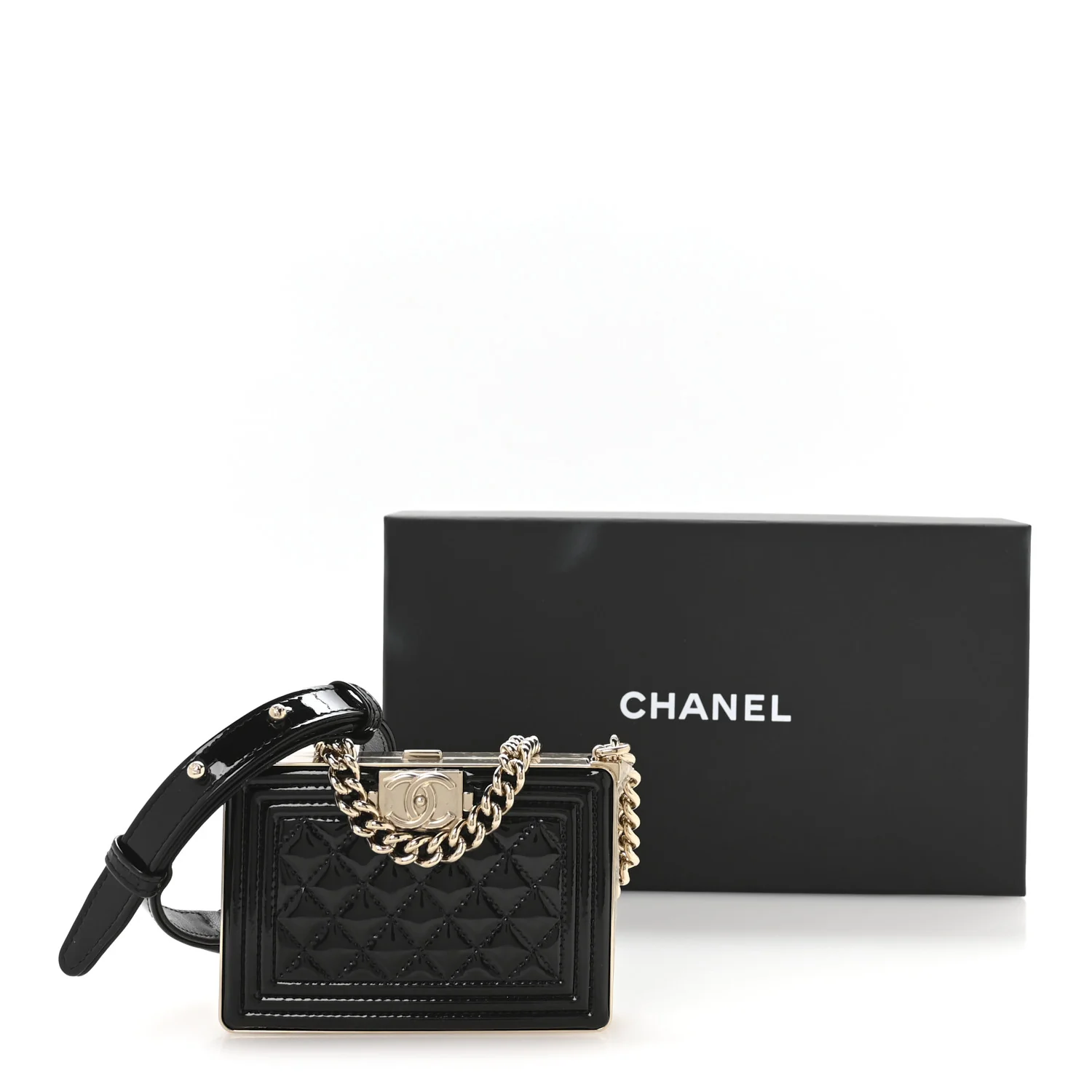 Patent Calfskin Boy Minaudiere Black - Image 12