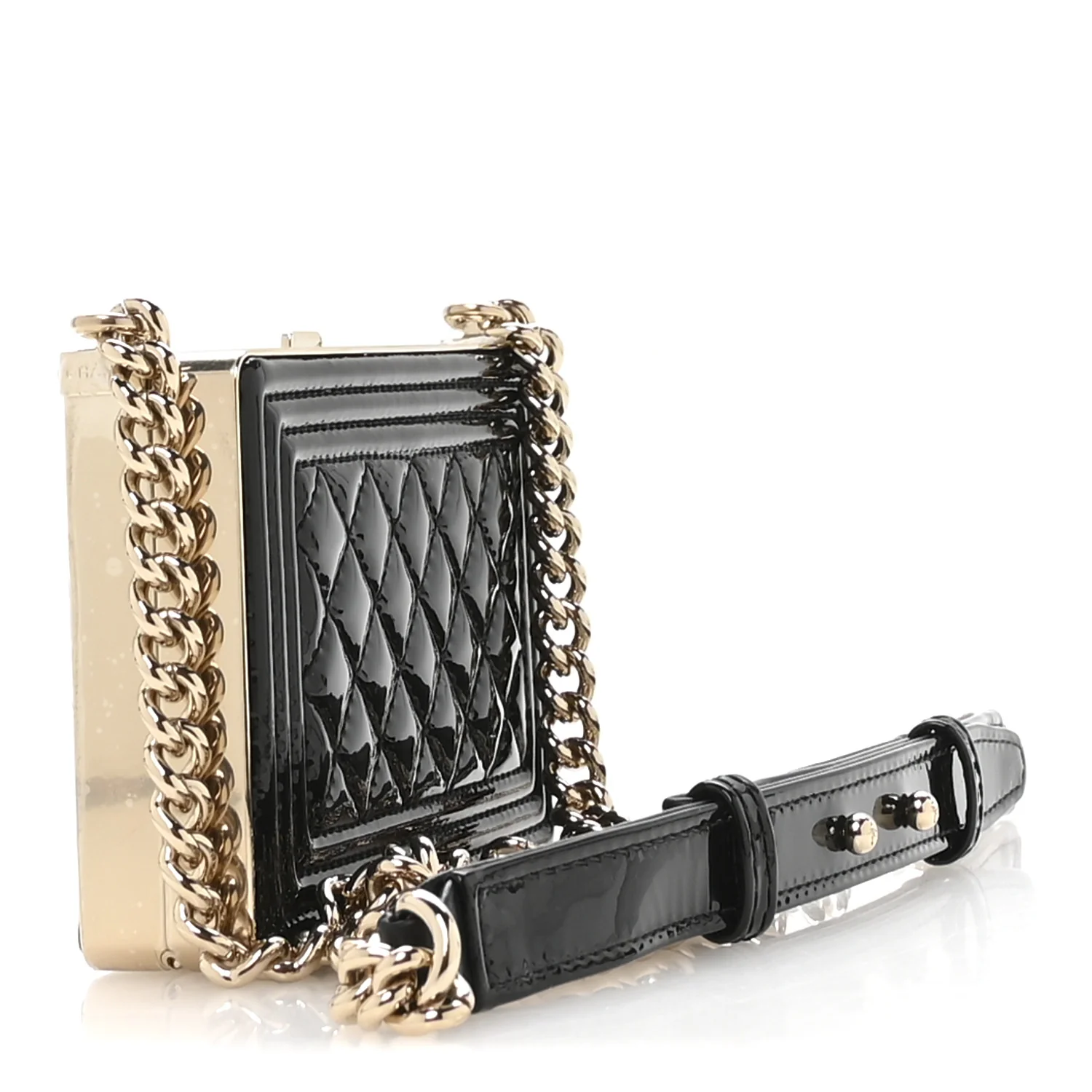 Patent Calfskin Boy Minaudiere Black - Image 2
