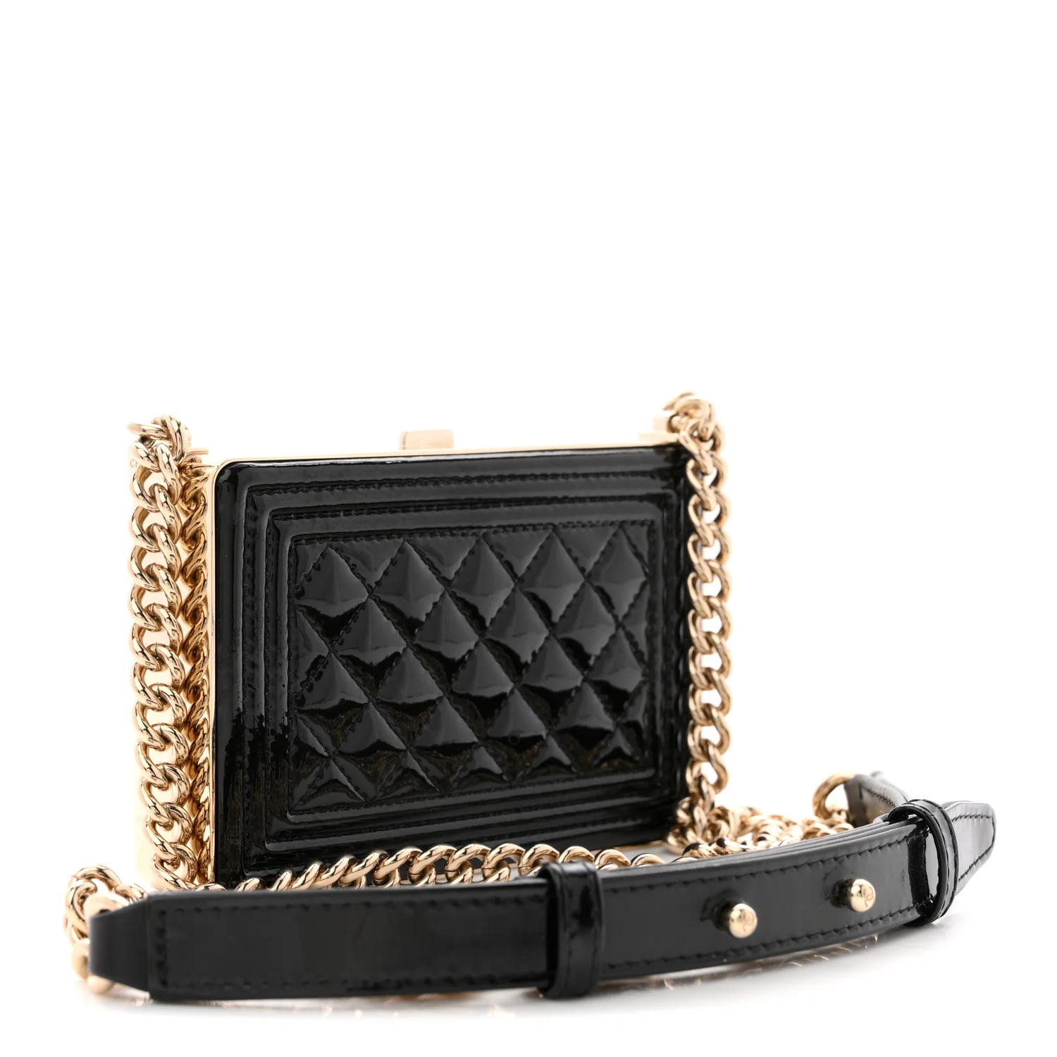 Patent Calfskin Boy Minaudiere Black - Image 3