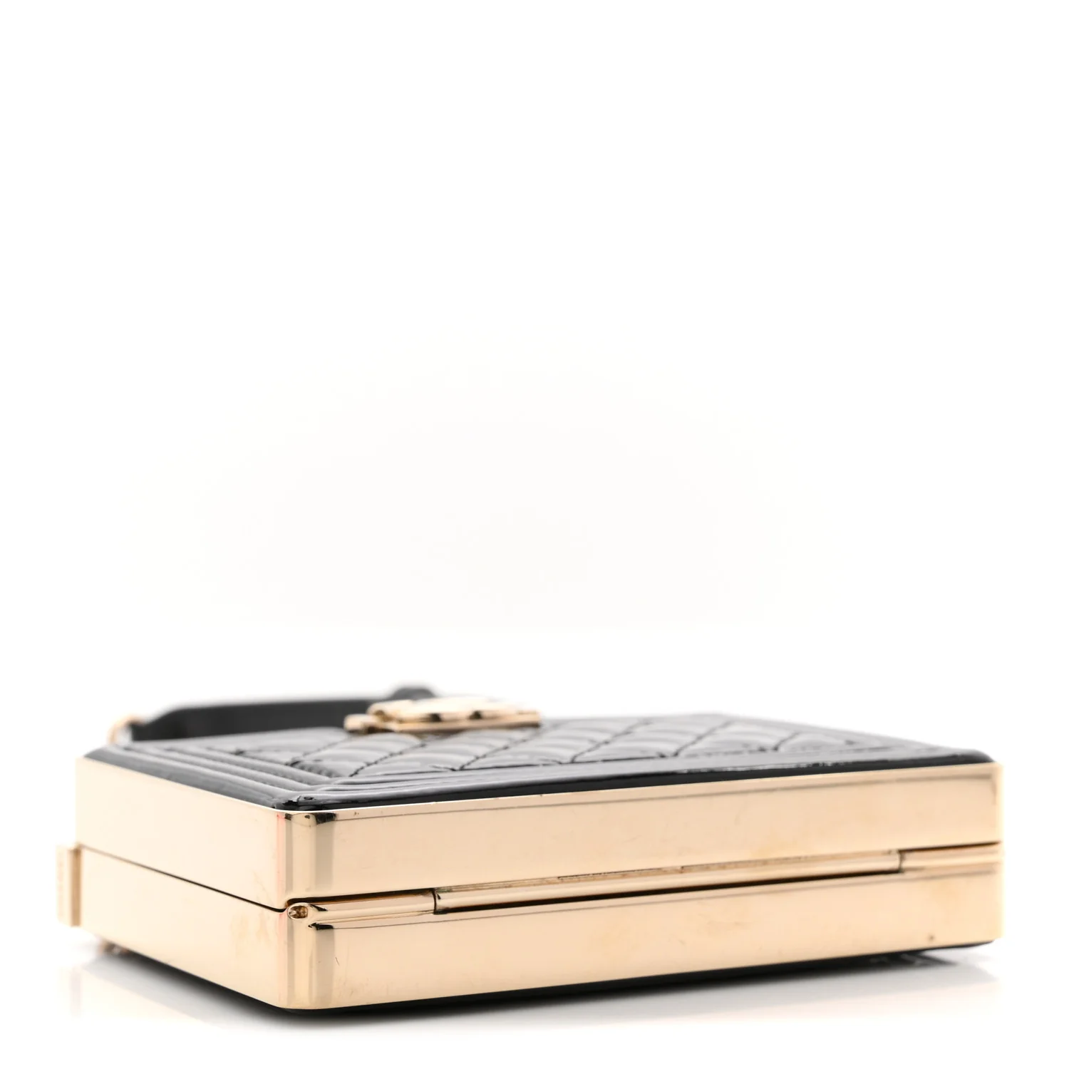 Patent Calfskin Boy Minaudiere Black - Image 4