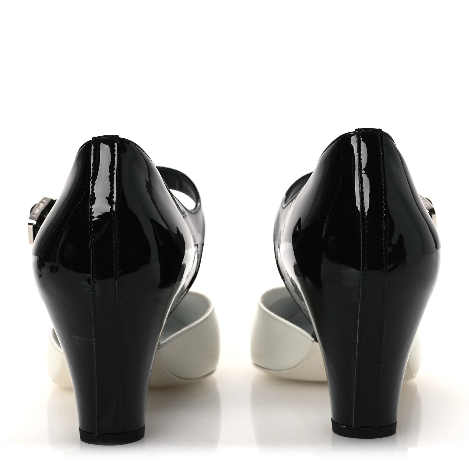 Patent Calfskin CC Pumps 37 White Black - Image 6