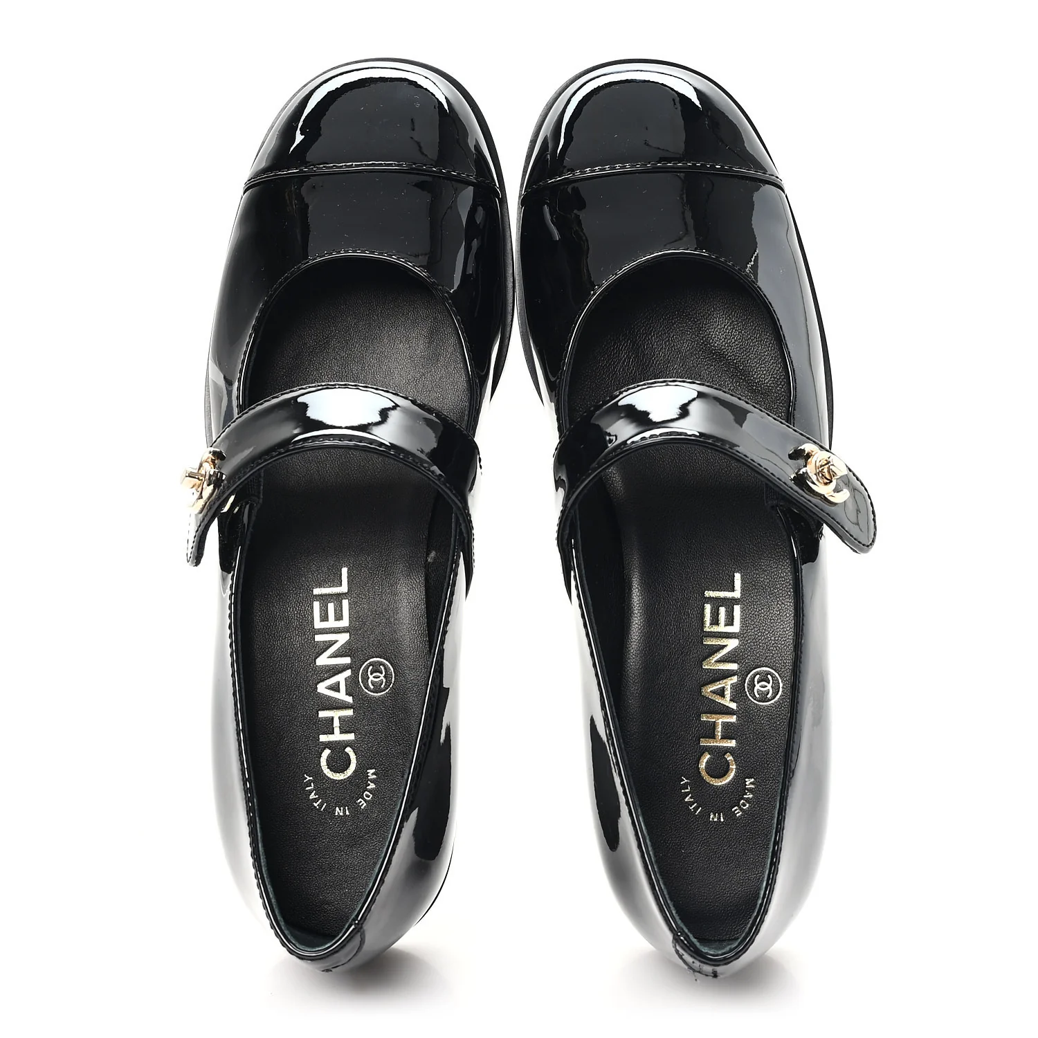 Patent Calfskin Mary Janes Flats 35.5 Black - Image 2
