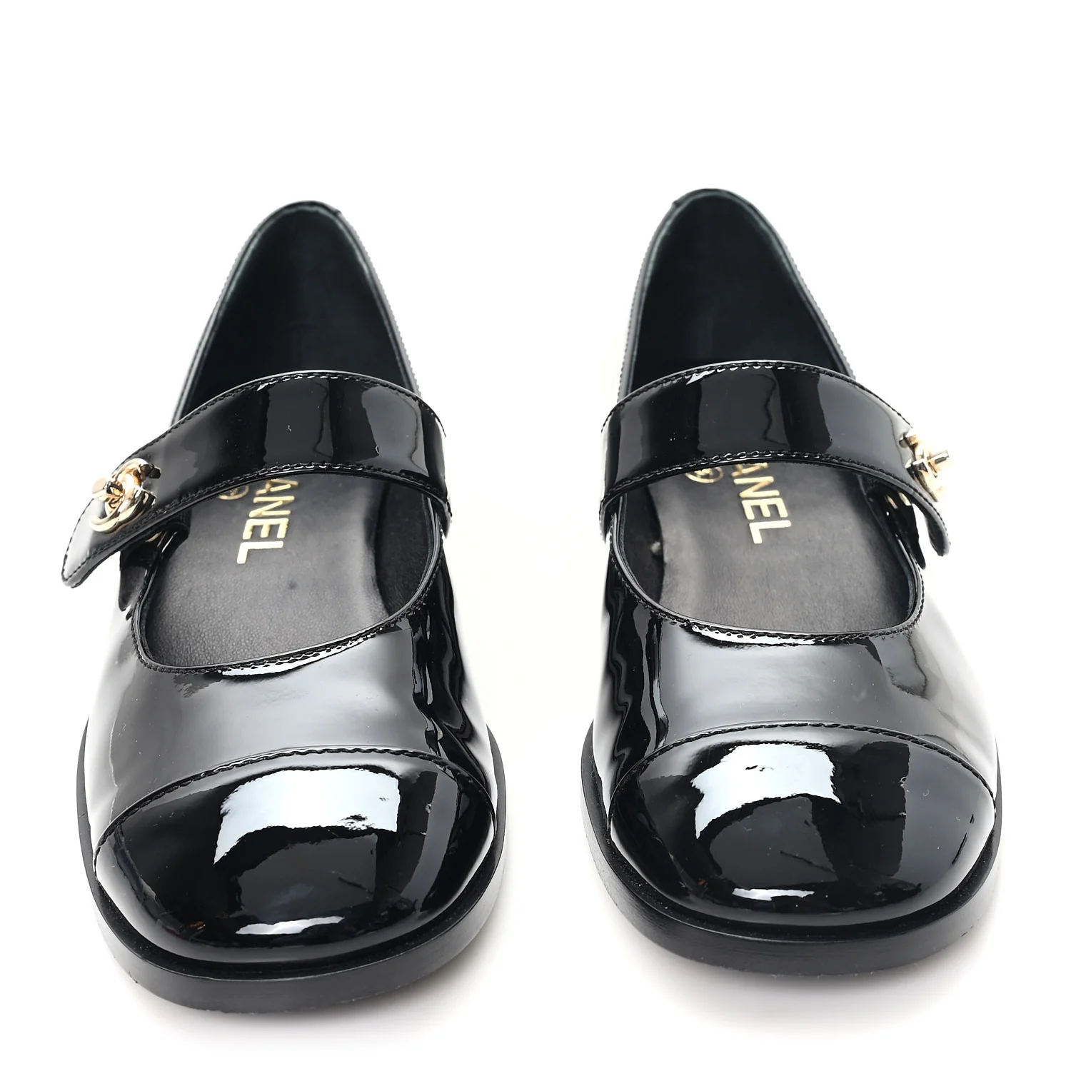 Patent Calfskin Mary Janes Flats 35.5 Black - Image 3