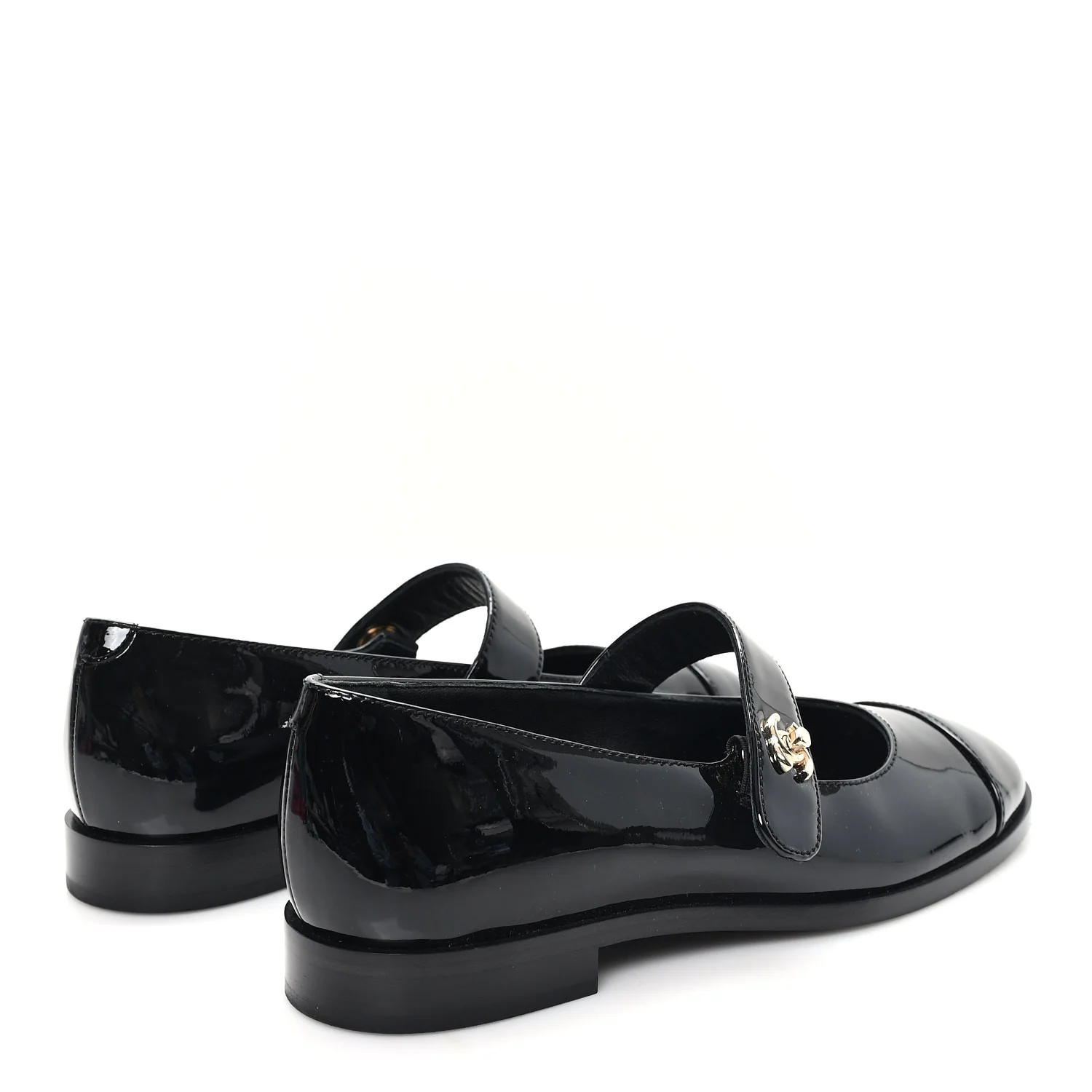 Patent Calfskin Mary Janes Flats 35.5 Black - Image 5