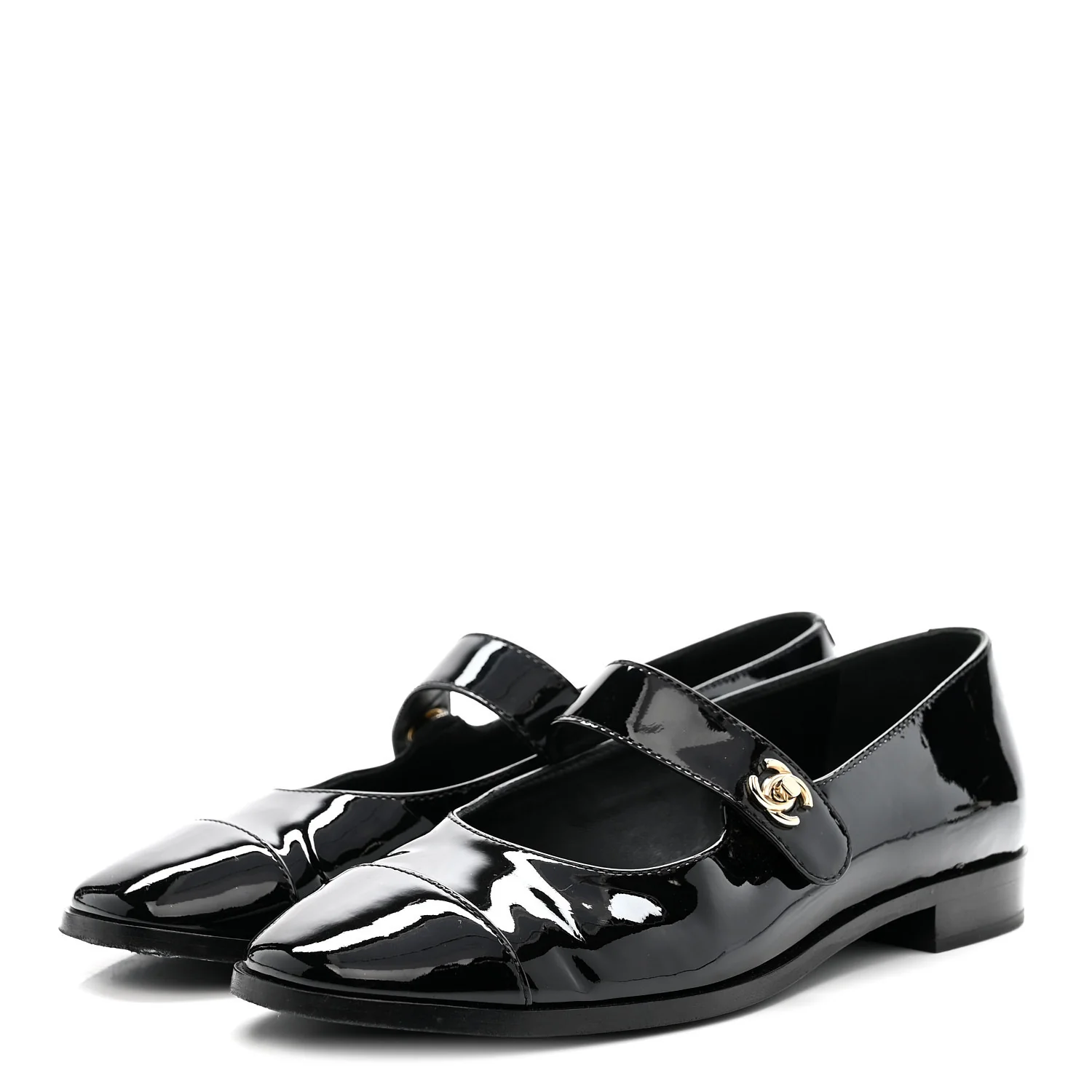 Patent Calfskin Mary Janes Flats 39 Black - Image 4