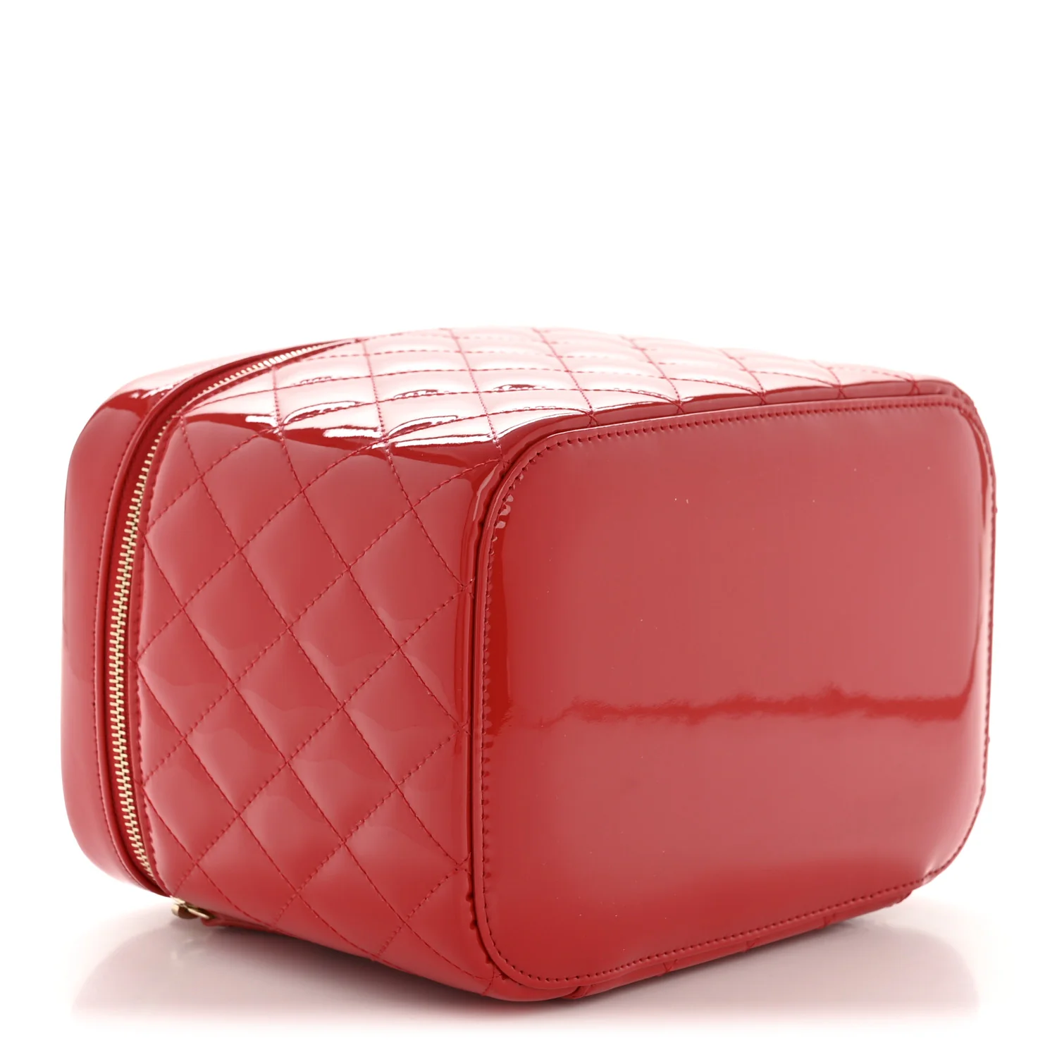 Patent Calfskin Quilted Large Vanity Pouch Red - Image 4