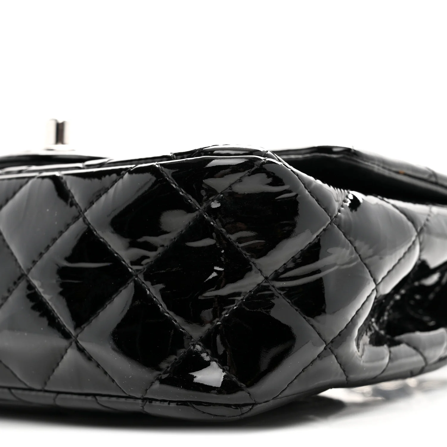 Patent Calfskin Quilted Mini Rectangular Flap Black - Image 10