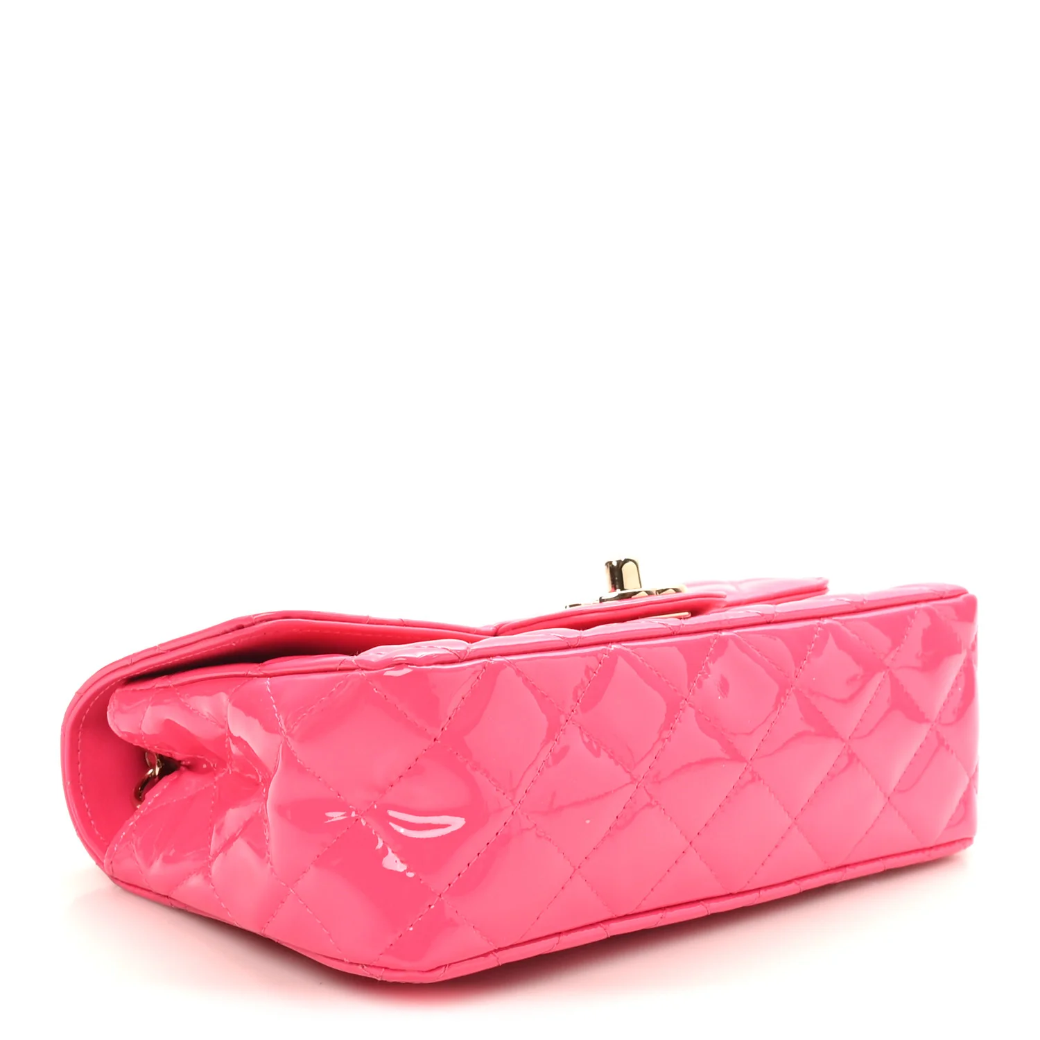 Patent Calfskin Quilted Mini Rectangular Flap Pink - Image 4