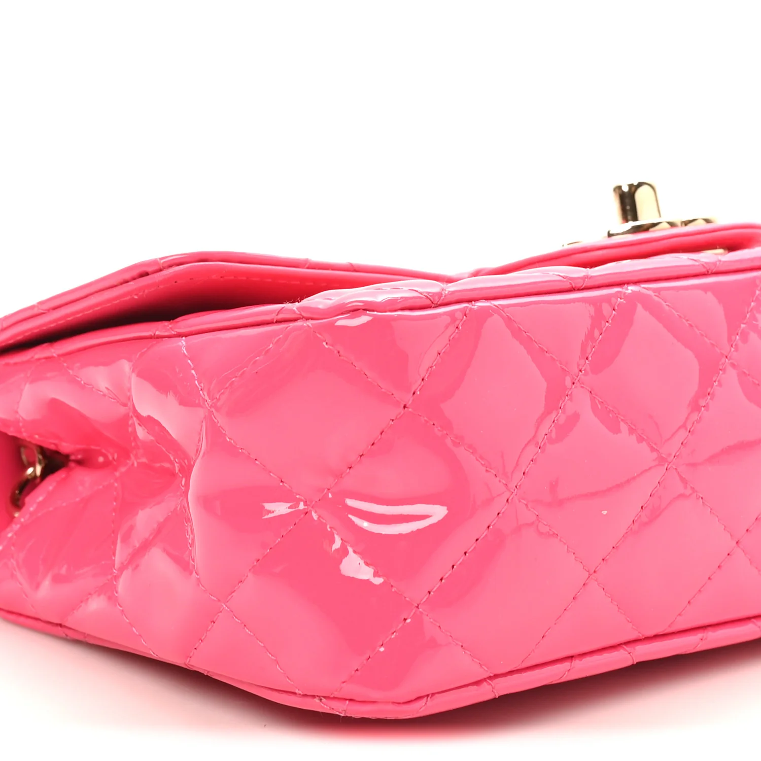 Patent Calfskin Quilted Mini Rectangular Flap Pink - Image 9