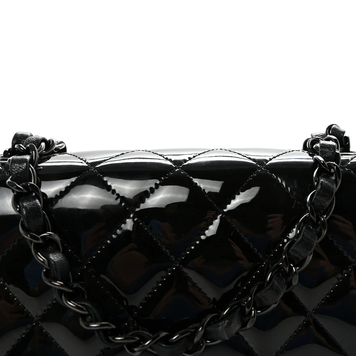 Patent Calfskin Quilted Mini Square Flap So Black - Image 8