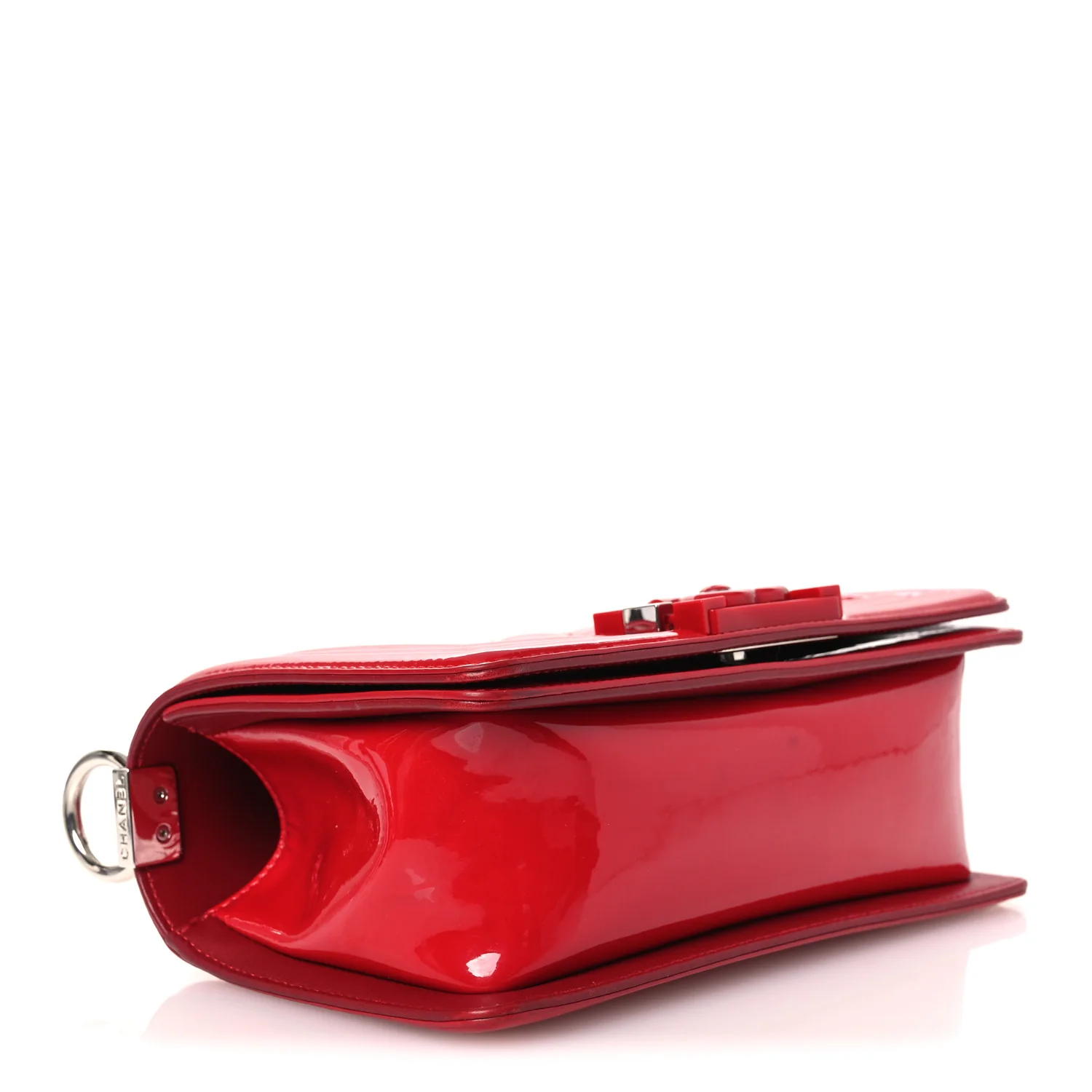 Patent Calfskin Quilted Small Plexiglass Boy Flap Red - Image 3